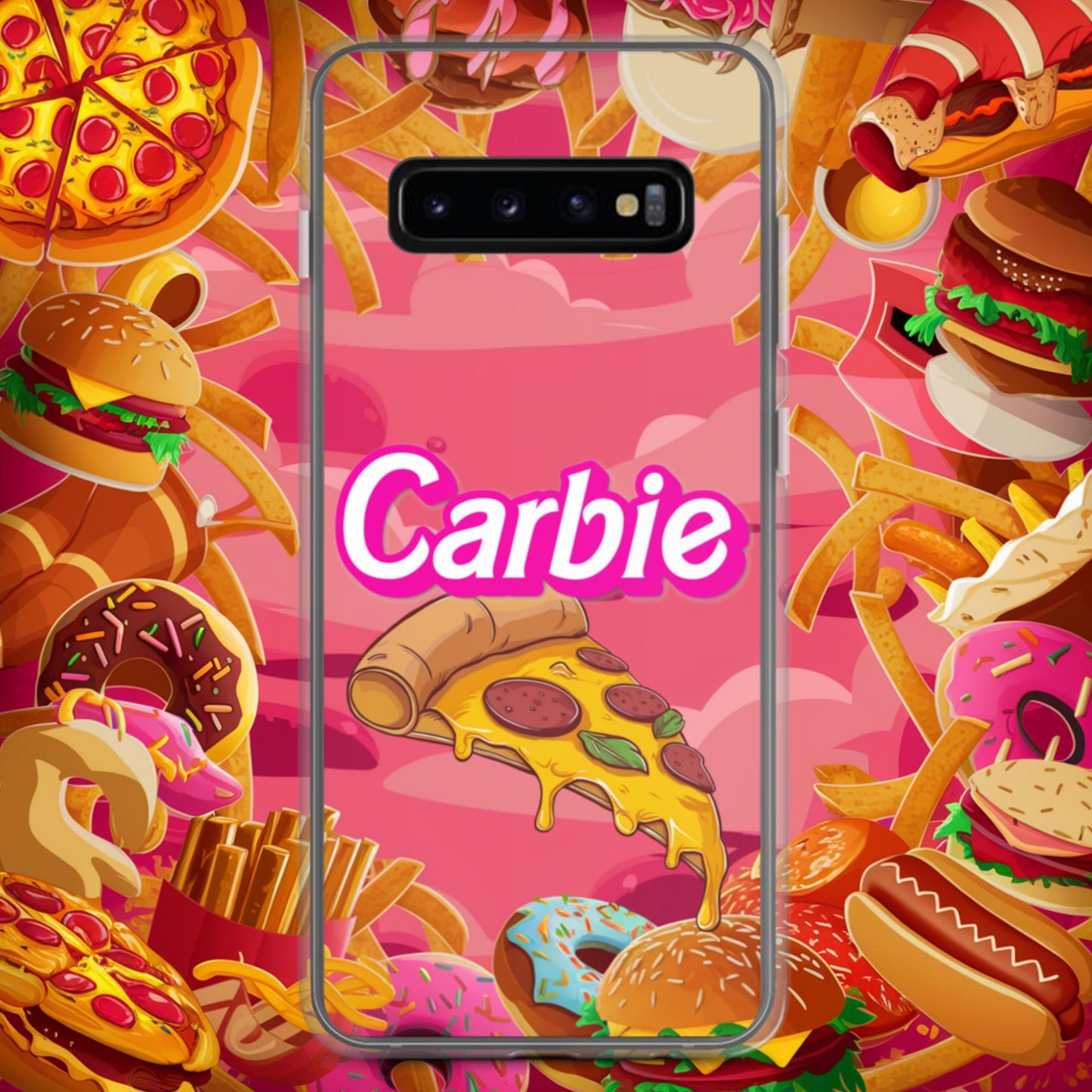 Carbie Barbie I Love Carbs I Love Pizza Clear Case for Samsung Samsung Galaxy S10+ Mobile Phone Cases Barbie Carbie Fast Food Ken Movies Pizza Next Cult Brand