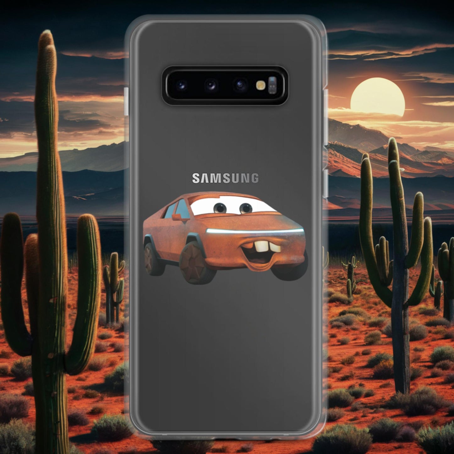 Rusty Tesla Cybertruck Elon Musk Cars Movie Tow Mater Clear Case for Samsung Samsung Galaxy S10+ Mobile Phone Cases Cars Movie Celebrities Cybertruck Elon Musk Movies Tesla Next Cult Brand