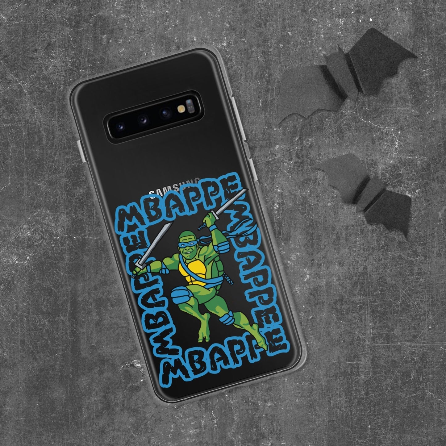 Kylian Mbappe Blue Ninja Turtle Leonardo Clear Case for Samsung® Samsung Galaxy S10+ Mobile Phone Cases Football Kylian Mbappe Ninja Turtles PSG Real Madrid Next Cult Brand