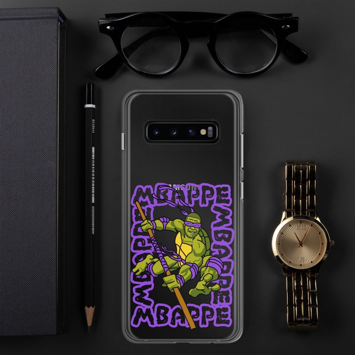 Kylian Mbappe Purple Ninja Turtle Donatello Clear Case for Samsung® Samsung Galaxy S10+ Mobile Phone Cases Football Kylian Mbappe Ninja Turtles PSG Real Madrid Next Cult Brand
