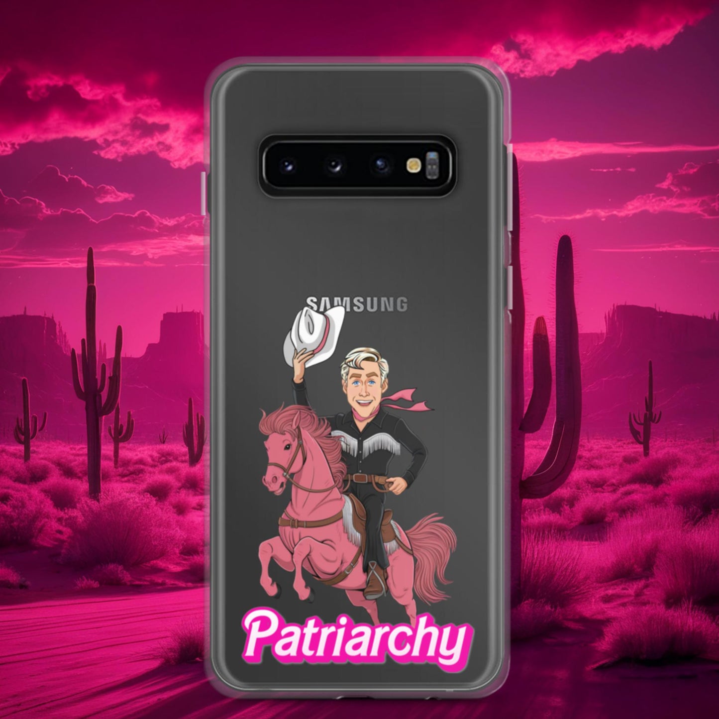 Ken Barbie Movie When I found out the patriarchy wasn't just about horses, I lost interest Clear Case for Samsung Samsung Galaxy S10 Mobile Phone Cases Barbie Celebrities Ken Movies Ryan Gosling Next Cult Brand