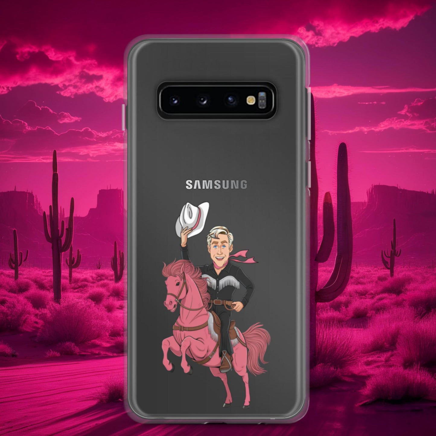 Ryan Gosling Ken Cowboy Horse Barbie Movie Clear Case for Samsung Samsung Galaxy S10 Mobile Phone Cases Barbie Celebrities Ken Movies Ryan Gosling Next Cult Brand