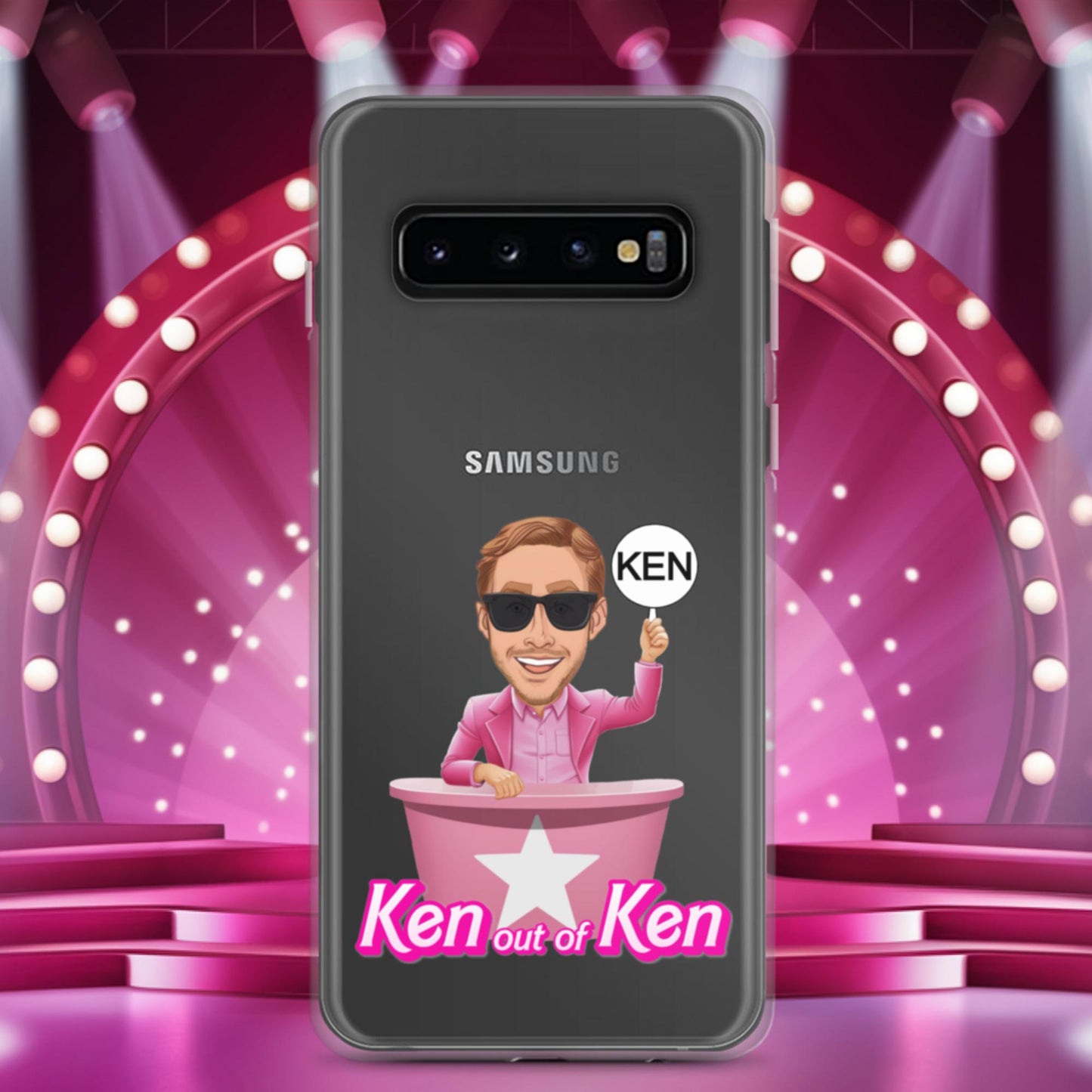 Ken out of Ken Ryan Gosling Barbie Movie Clear Case for Samsung Samsung Galaxy S10 Mobile Phone Cases Barbie Celebrities Ken Movies Ryan Gosling Next Cult Brand