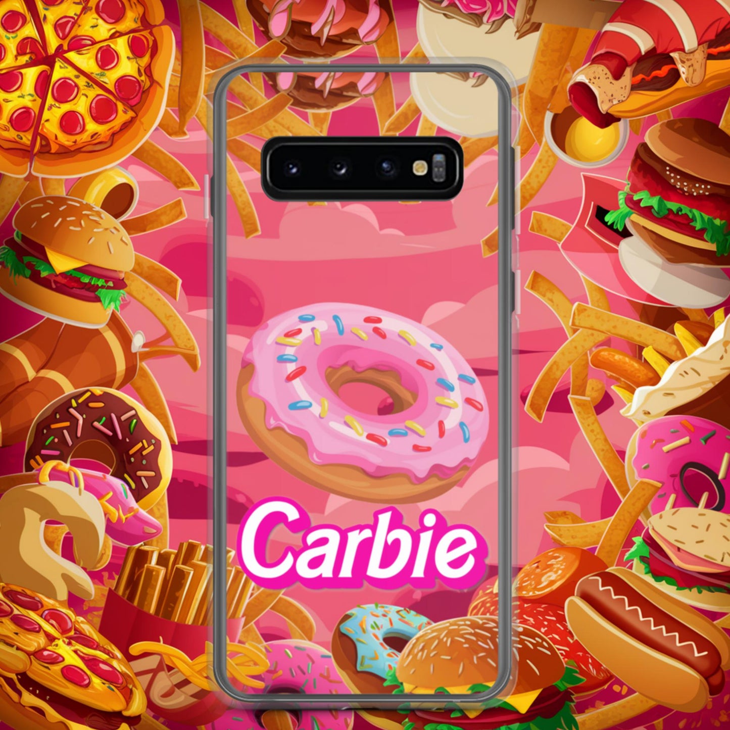 Carbie Barbie I Love Carbs I Love Donuts Clear Case for Samsung Samsung Galaxy S10 Mobile Phone Cases Barbie Carbie Donuts Fast Food Ken Movies Next Cult Brand