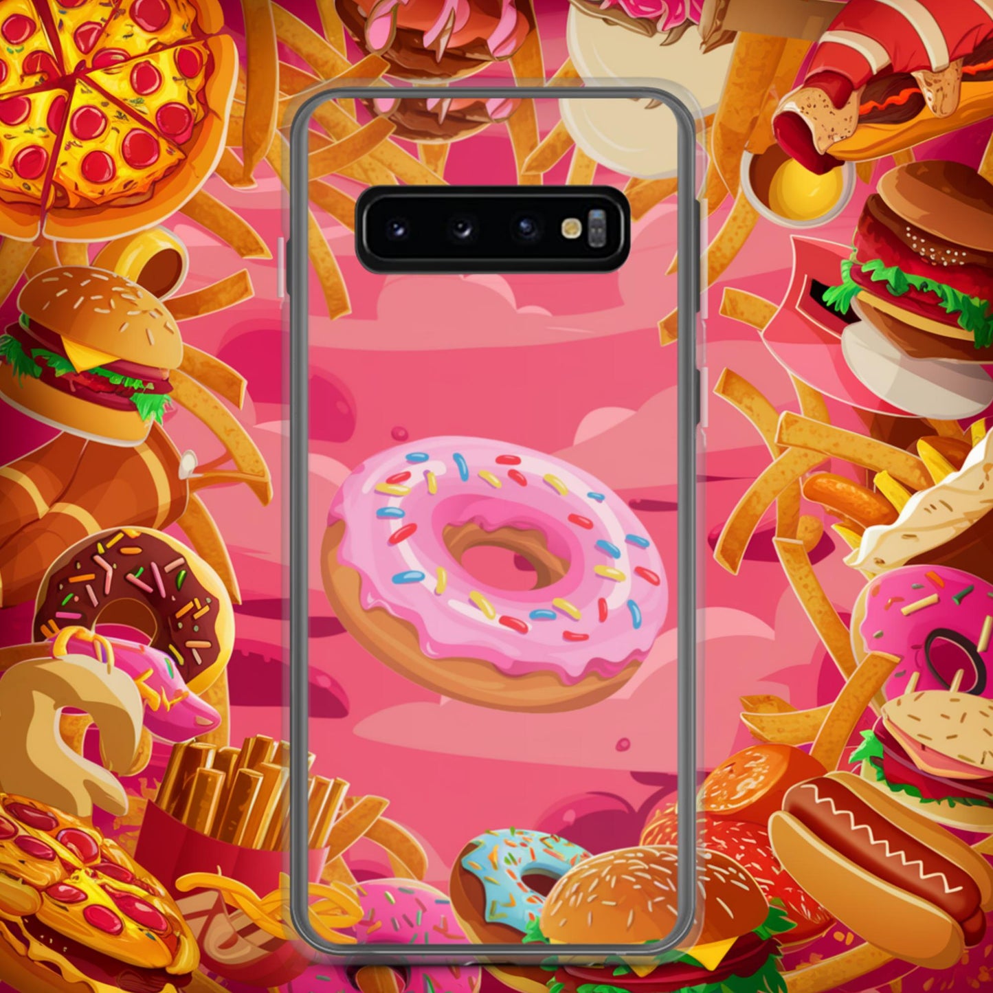 Pink Donut with sprinkles Clear Case for Samsung Samsung Galaxy S10 Mobile Phone Cases Donuts Fast Food Next Cult Brand
