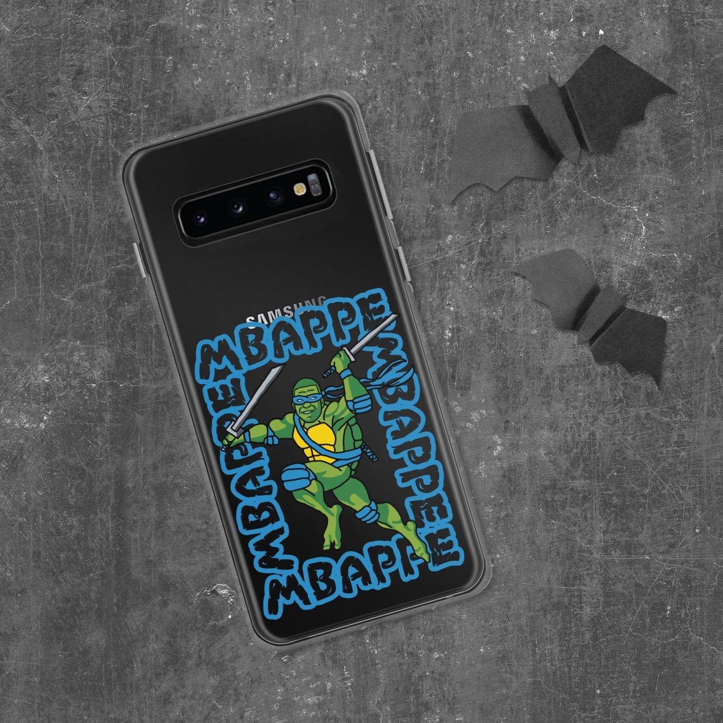Kylian Mbappe Blue Ninja Turtle Leonardo Clear Case for Samsung® Samsung Galaxy S10 Mobile Phone Cases Football Kylian Mbappe Ninja Turtles PSG Real Madrid Next Cult Brand