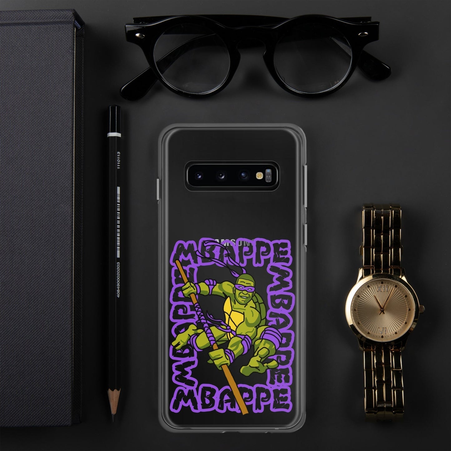 Kylian Mbappe Purple Ninja Turtle Donatello Clear Case for Samsung® Samsung Galaxy S10 Mobile Phone Cases Football Kylian Mbappe Ninja Turtles PSG Real Madrid Next Cult Brand