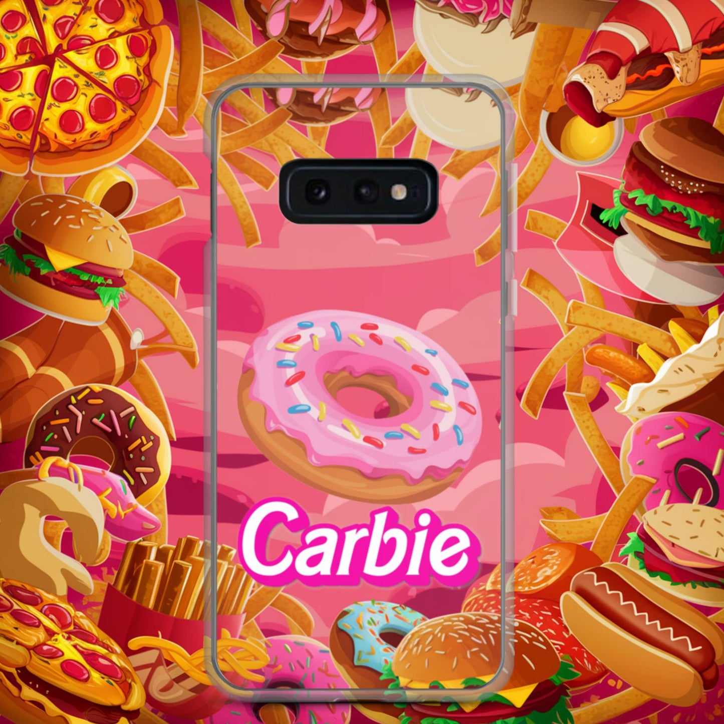 Carbie Barbie I Love Carbs I Love Donuts Clear Case for Samsung Samsung Galaxy S10e Mobile Phone Cases Barbie Carbie Donuts Fast Food Ken Movies Next Cult Brand