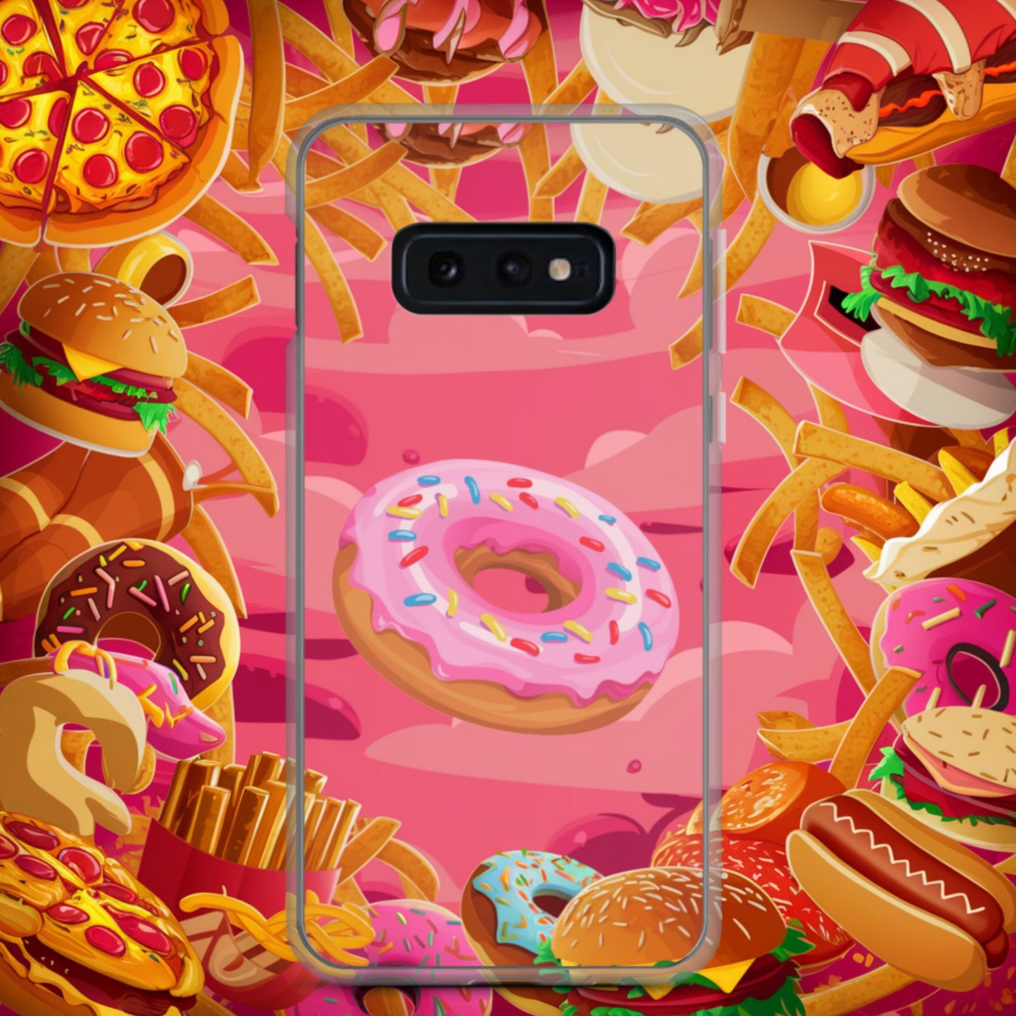 Pink Donut with sprinkles Clear Case for Samsung Samsung Galaxy S10e Mobile Phone Cases Donuts Fast Food Next Cult Brand