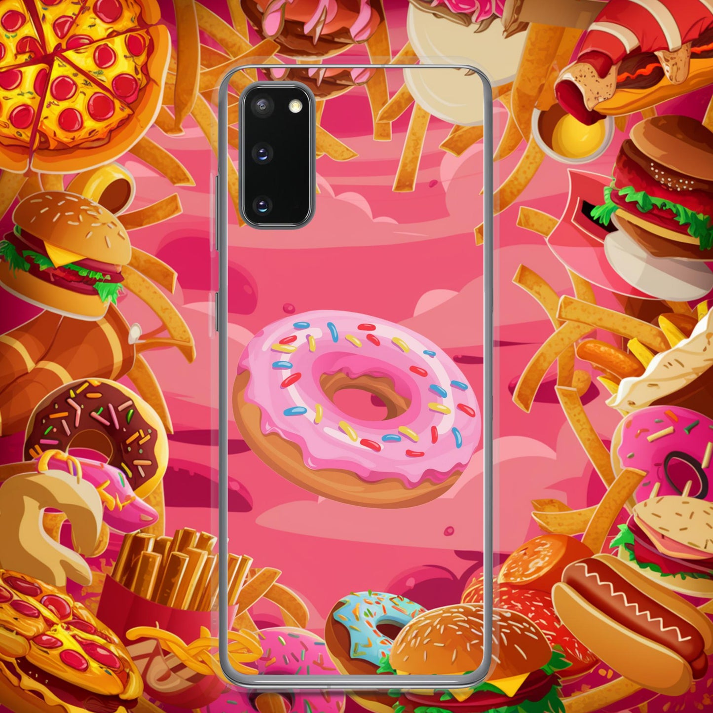 Pink Donut with sprinkles Clear Case for Samsung Samsung Galaxy S20 Mobile Phone Cases Donuts Fast Food Next Cult Brand