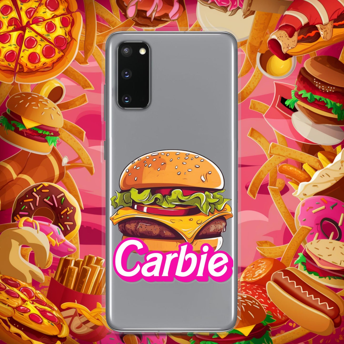 Carbie Barbie Cheeseburger Clear Case for Samsung Samsung Galaxy S20 Mobile Phone Cases Barbie Burgers Carbie Fast Food Movies Next Cult Brand