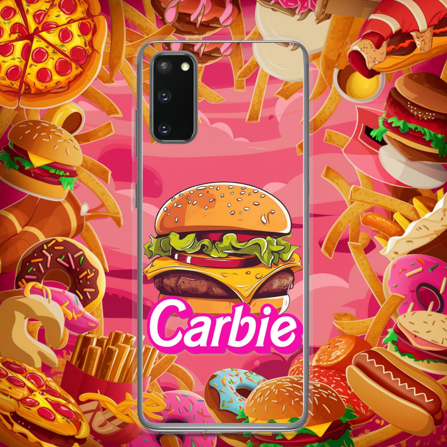 Carbie Barbie Cheeseburger Clear Case for Samsung Samsung Galaxy S20 Mobile Phone Cases Barbie Burgers Carbie Fast Food Movies Next Cult Brand