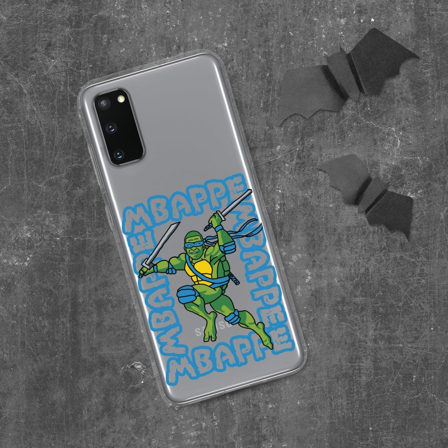 Kylian Mbappe Blue Ninja Turtle Leonardo Clear Case for Samsung® Samsung Galaxy S20 Mobile Phone Cases Football Kylian Mbappe Ninja Turtles PSG Real Madrid Next Cult Brand