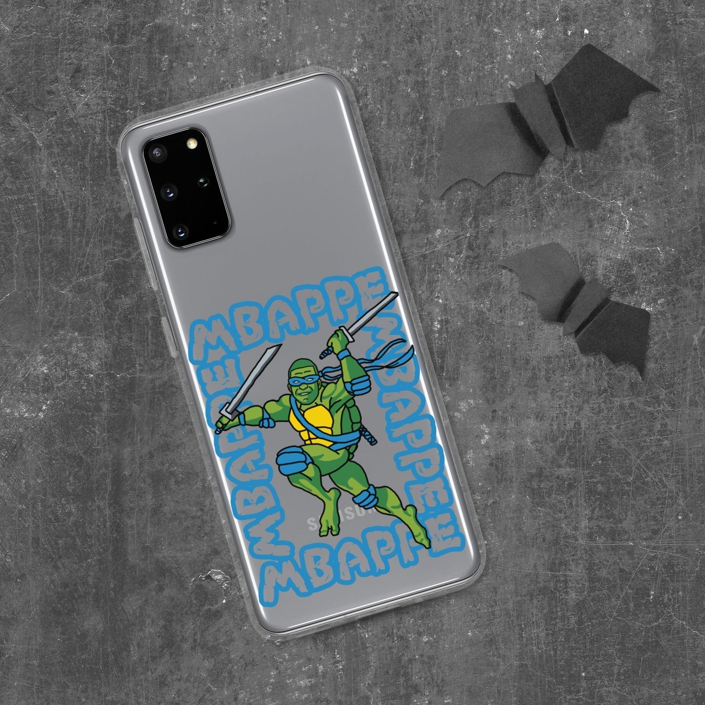 Kylian Mbappe Blue Ninja Turtle Leonardo Clear Case for Samsung® Samsung Galaxy S20 Plus Mobile Phone Cases Football Kylian Mbappe Ninja Turtles PSG Real Madrid Next Cult Brand