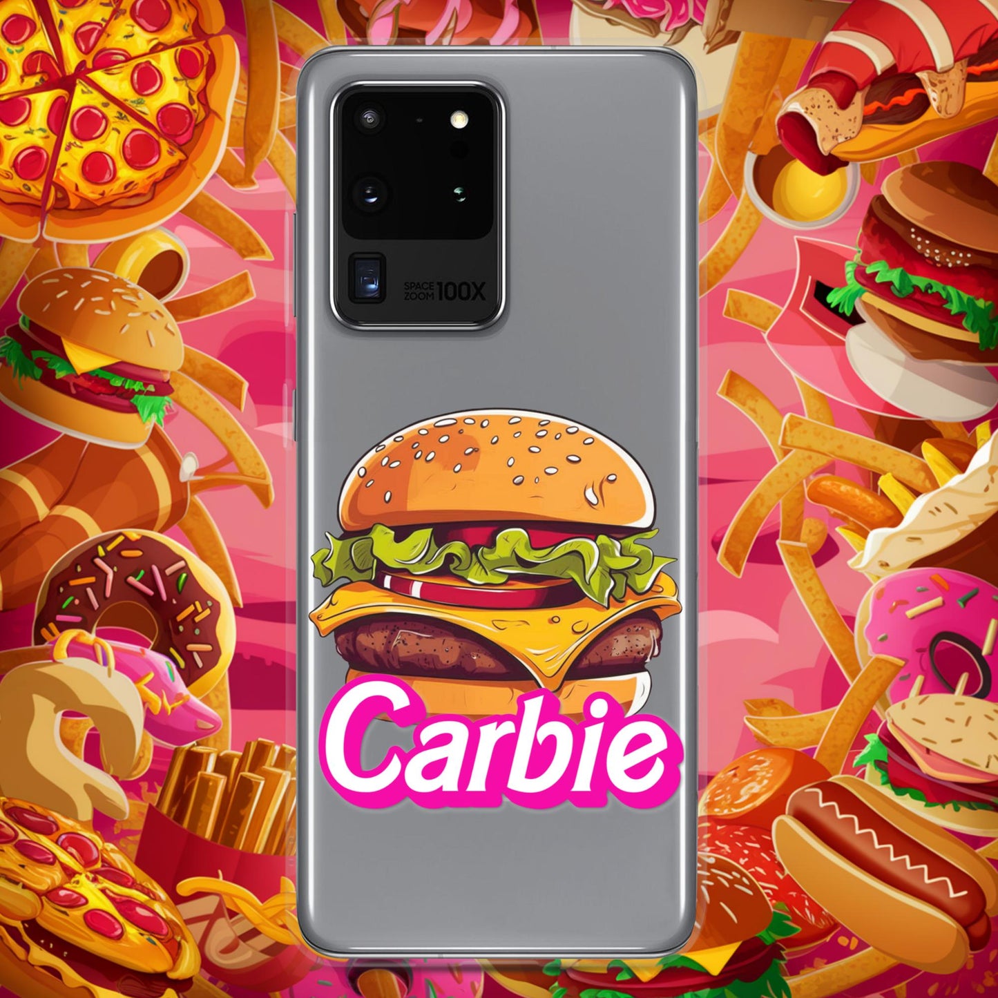 Carbie Barbie Cheeseburger Clear Case for Samsung Samsung Galaxy S20 Ultra Mobile Phone Cases Barbie Burgers Carbie Fast Food Movies Next Cult Brand