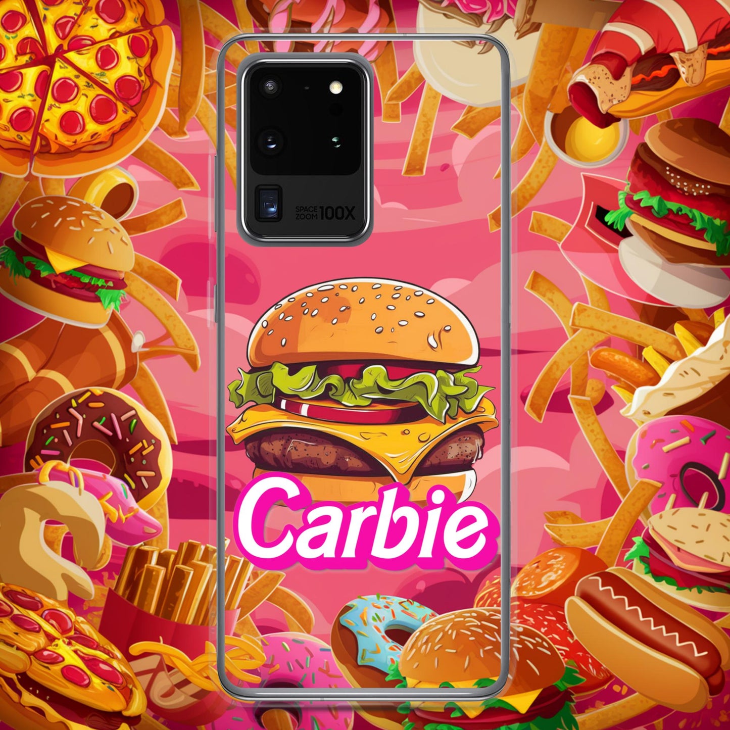 Carbie Barbie Cheeseburger Clear Case for Samsung Samsung Galaxy S20 Ultra Mobile Phone Cases Barbie Burgers Carbie Fast Food Movies Next Cult Brand