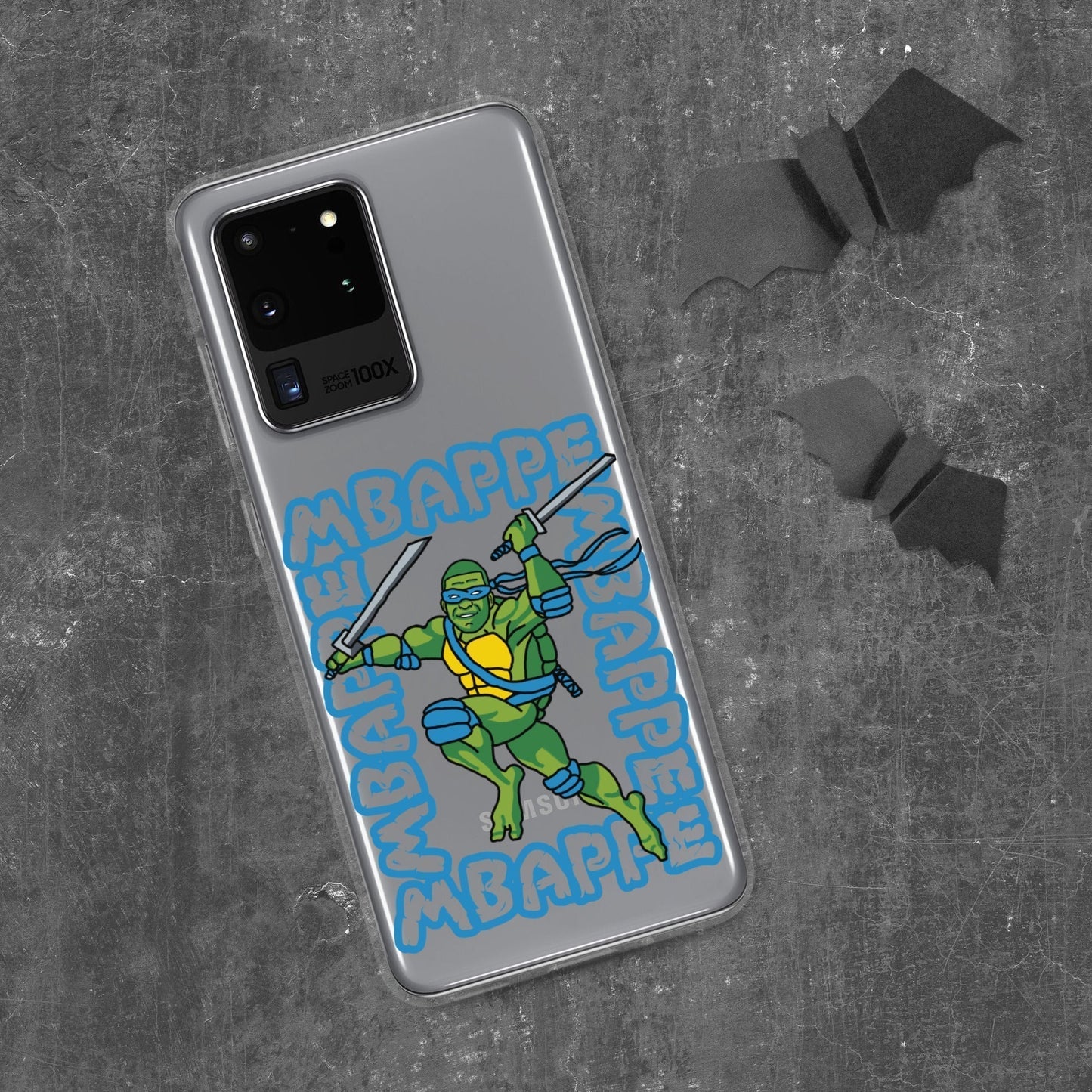 Kylian Mbappe Blue Ninja Turtle Leonardo Clear Case for Samsung® Samsung Galaxy S20 Ultra Mobile Phone Cases Football Kylian Mbappe Ninja Turtles PSG Real Madrid Next Cult Brand