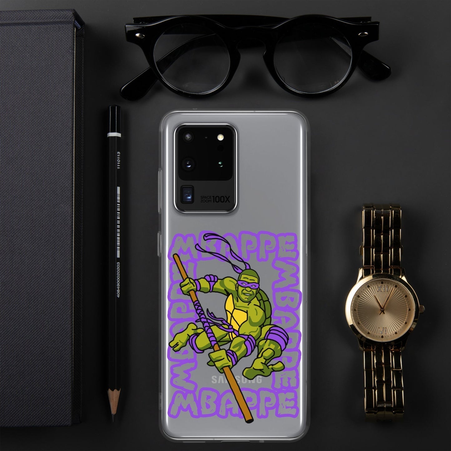 Kylian Mbappe Purple Ninja Turtle Donatello Clear Case for Samsung® Samsung Galaxy S20 Ultra Mobile Phone Cases Football Kylian Mbappe Ninja Turtles PSG Real Madrid Next Cult Brand