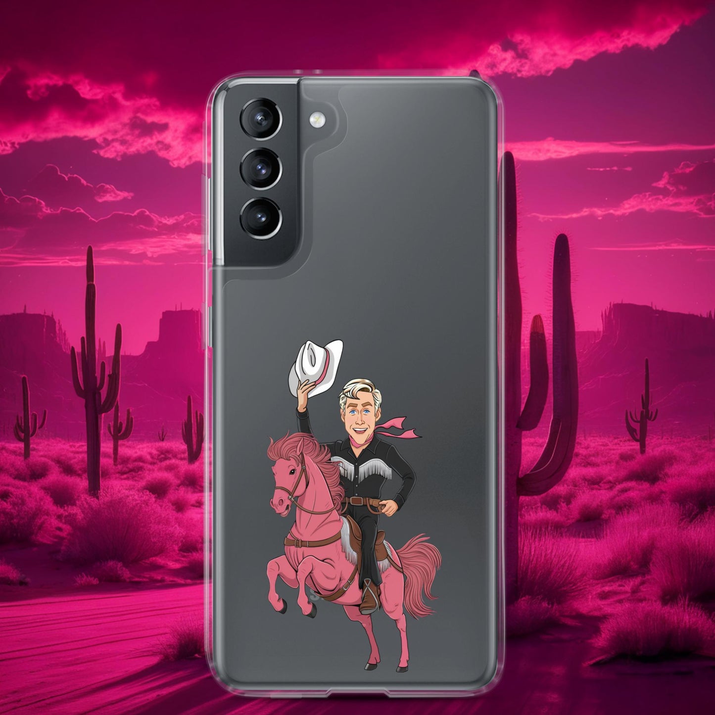 Ryan Gosling Ken Cowboy Horse Barbie Movie Clear Case for Samsung Samsung Galaxy S21 Mobile Phone Cases Barbie Celebrities Ken Movies Ryan Gosling Next Cult Brand
