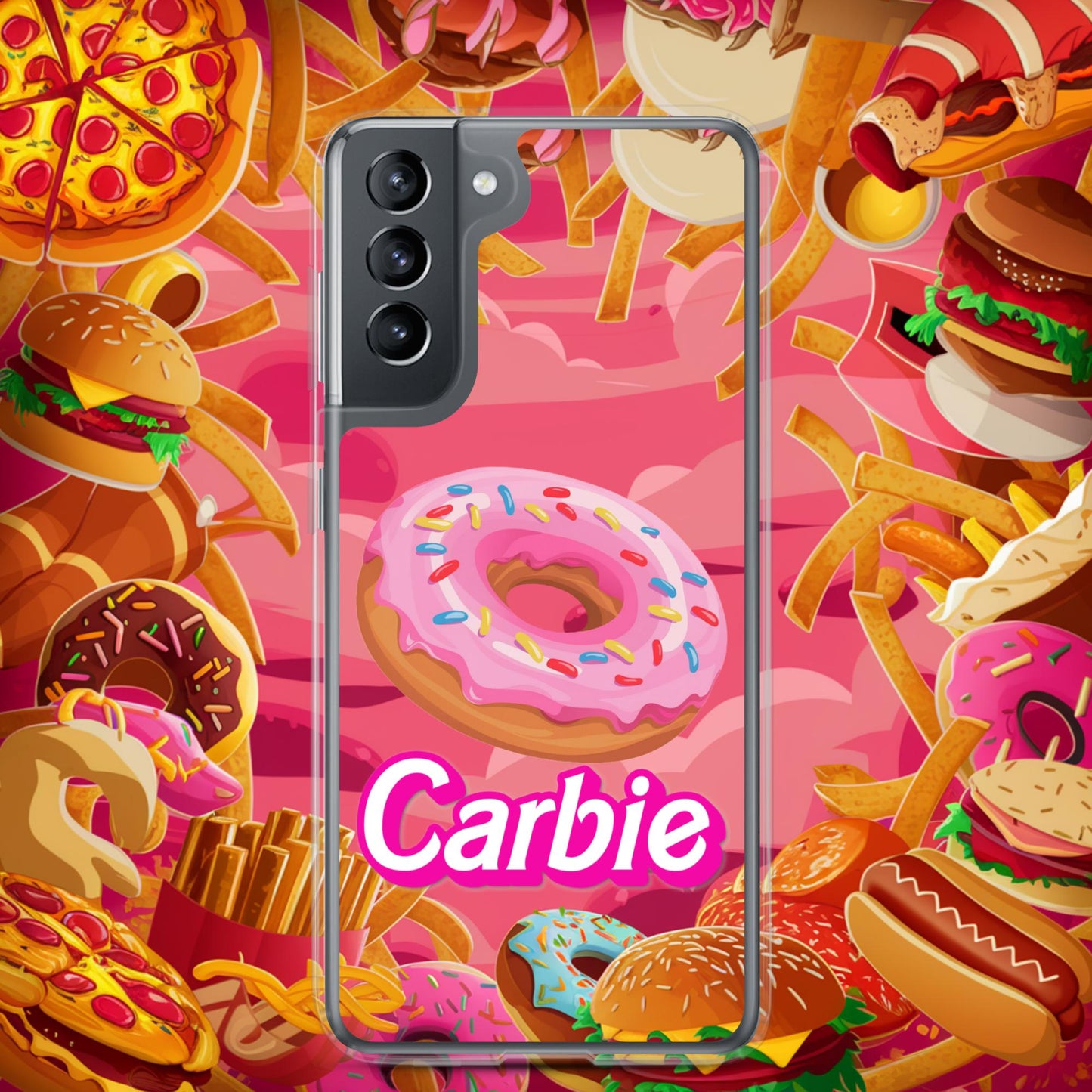 Carbie Barbie I Love Carbs I Love Donuts Clear Case for Samsung Samsung Galaxy S21 Mobile Phone Cases Barbie Carbie Donuts Fast Food Ken Movies Next Cult Brand