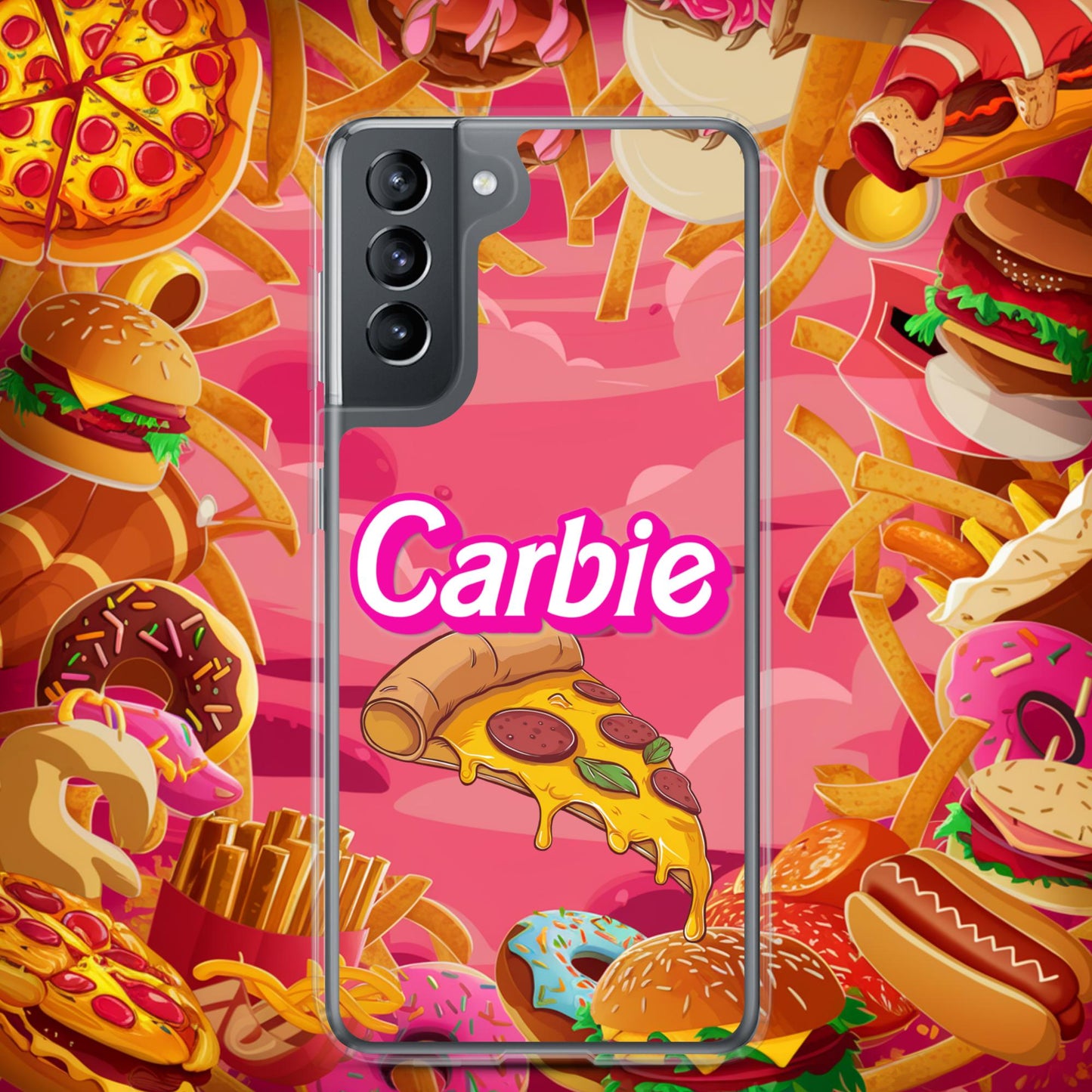 Carbie Barbie I Love Carbs I Love Pizza Clear Case for Samsung Samsung Galaxy S21 Mobile Phone Cases Barbie Carbie Fast Food Ken Movies Pizza Next Cult Brand