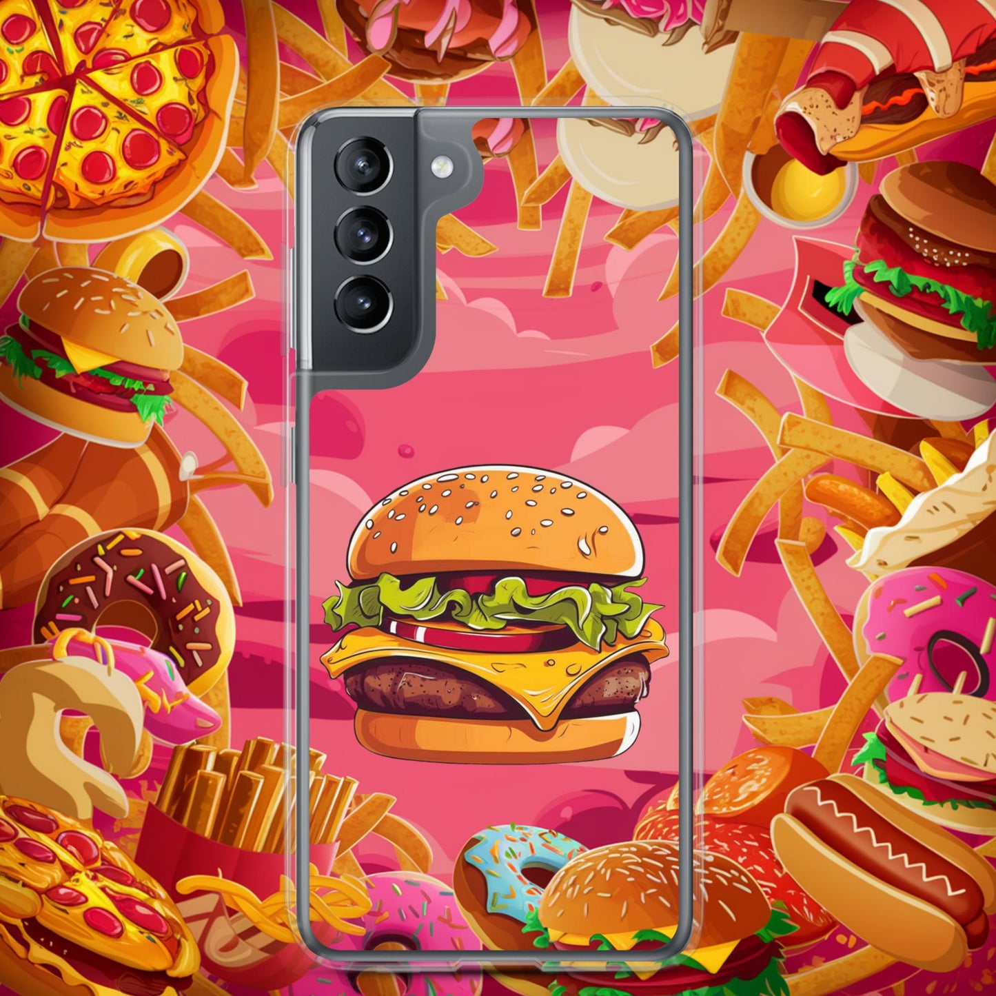 Cheeseburger I Love Burgers Clear Case for Samsung Samsung Galaxy S21 Mobile Phone Cases Burgers Fast Food Next Cult Brand
