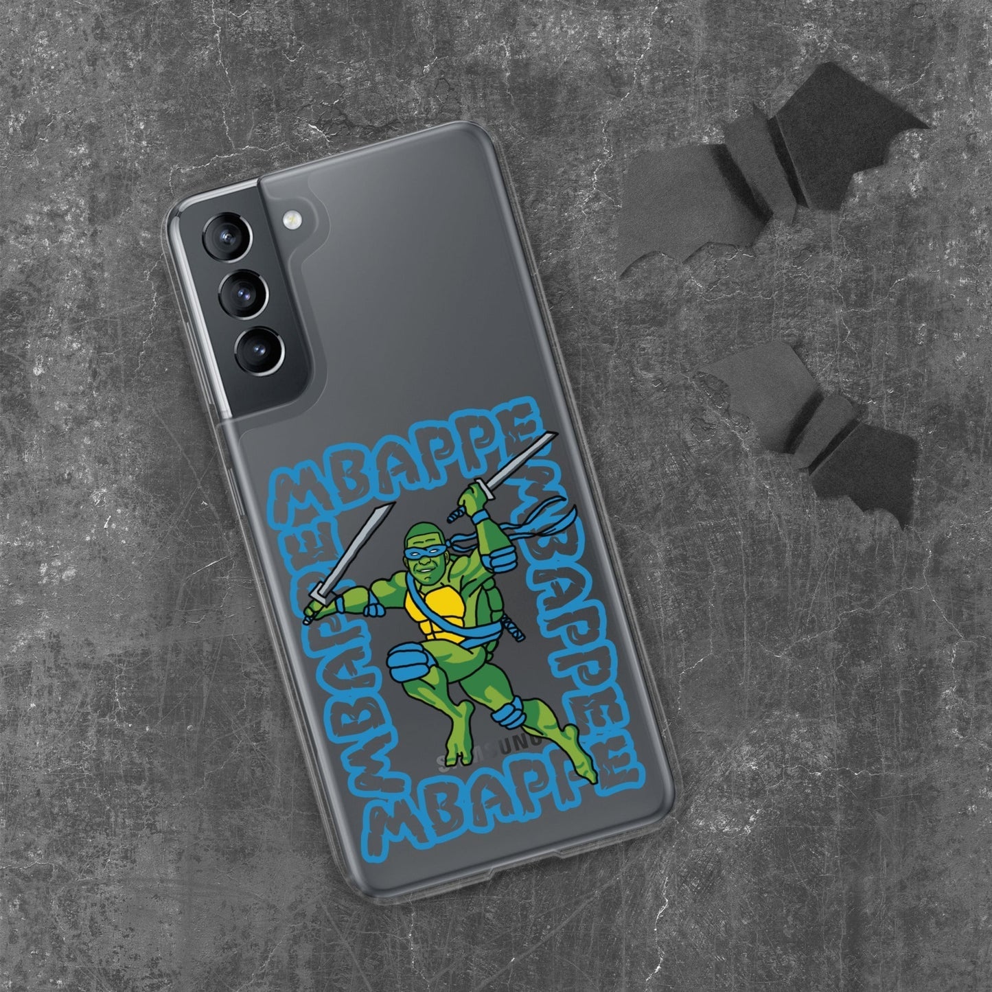 Kylian Mbappe Blue Ninja Turtle Leonardo Clear Case for Samsung® Samsung Galaxy S21 Mobile Phone Cases Football Kylian Mbappe Ninja Turtles PSG Real Madrid Next Cult Brand