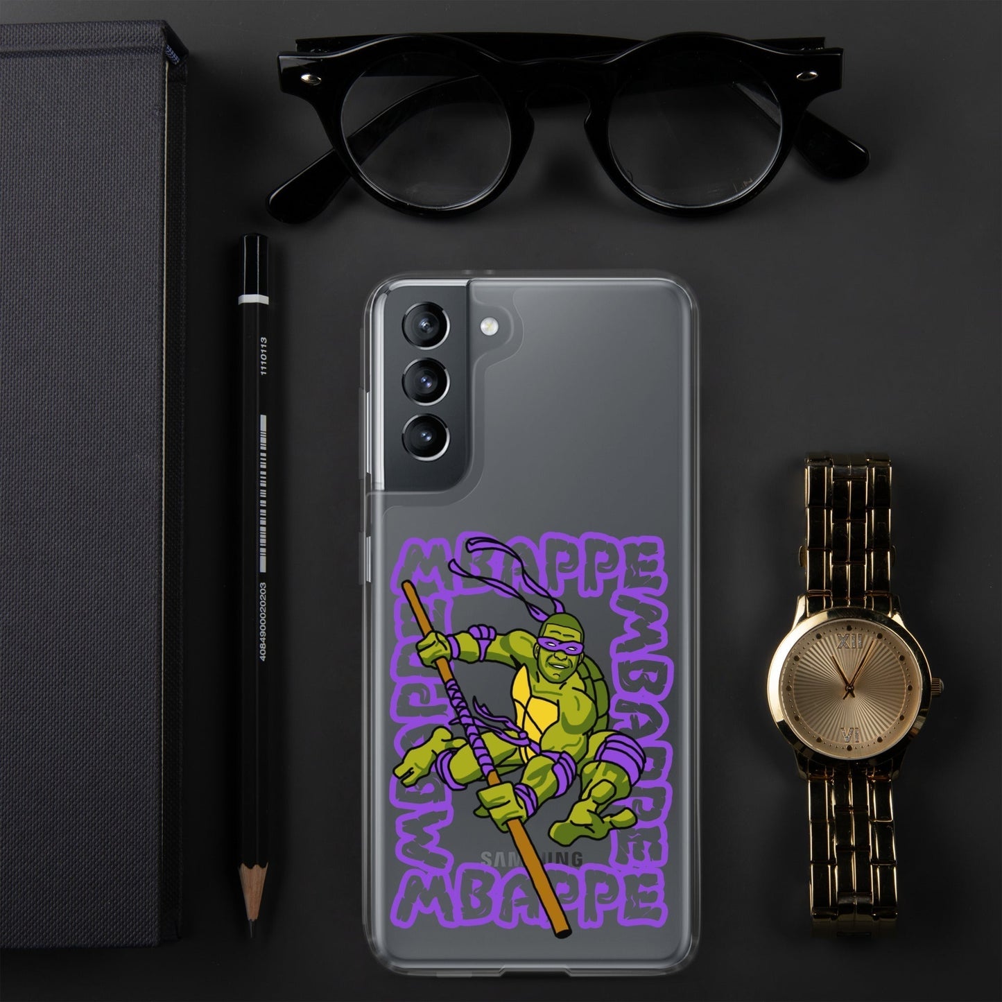 Kylian Mbappe Purple Ninja Turtle Donatello Clear Case for Samsung® Samsung Galaxy S21 Mobile Phone Cases Football Kylian Mbappe Ninja Turtles PSG Real Madrid Next Cult Brand
