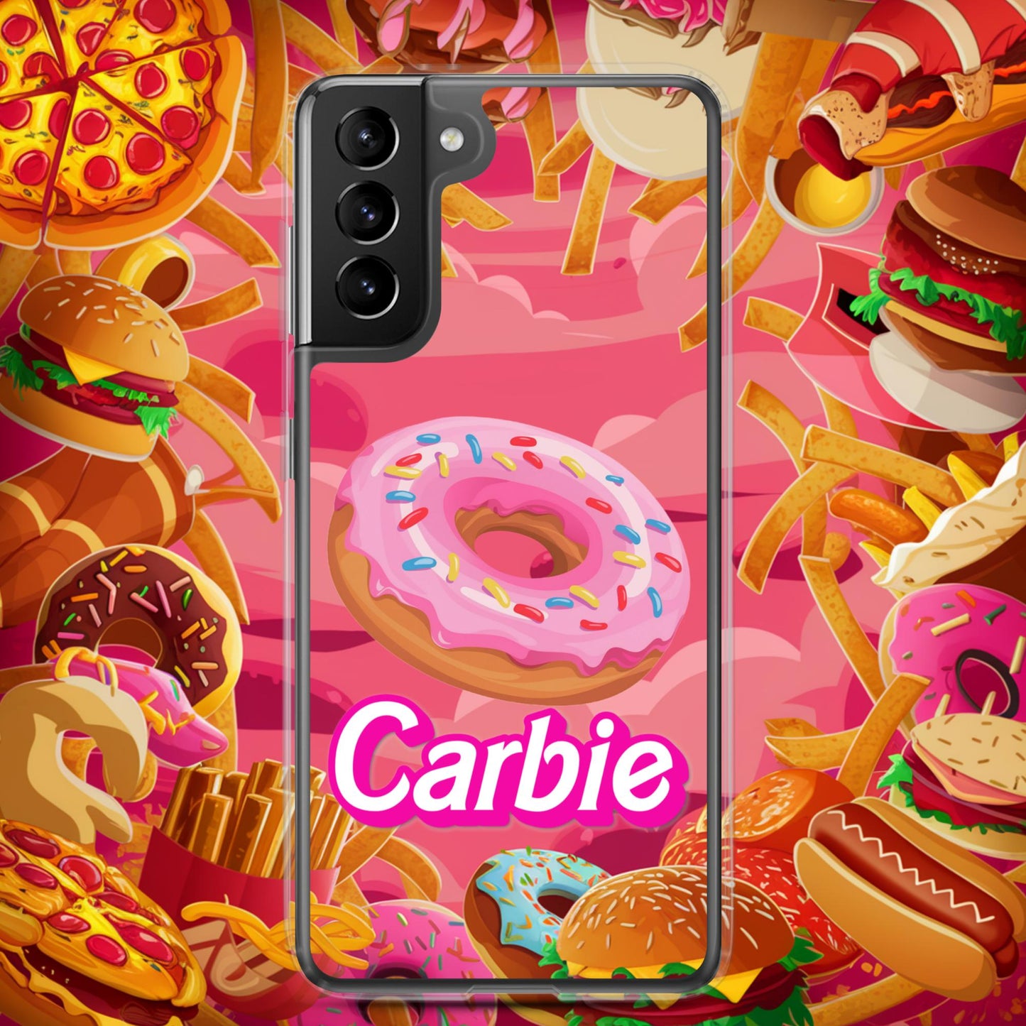 Carbie Barbie I Love Carbs I Love Donuts Clear Case for Samsung Samsung Galaxy S21 Plus Mobile Phone Cases Barbie Carbie Donuts Fast Food Ken Movies Next Cult Brand
