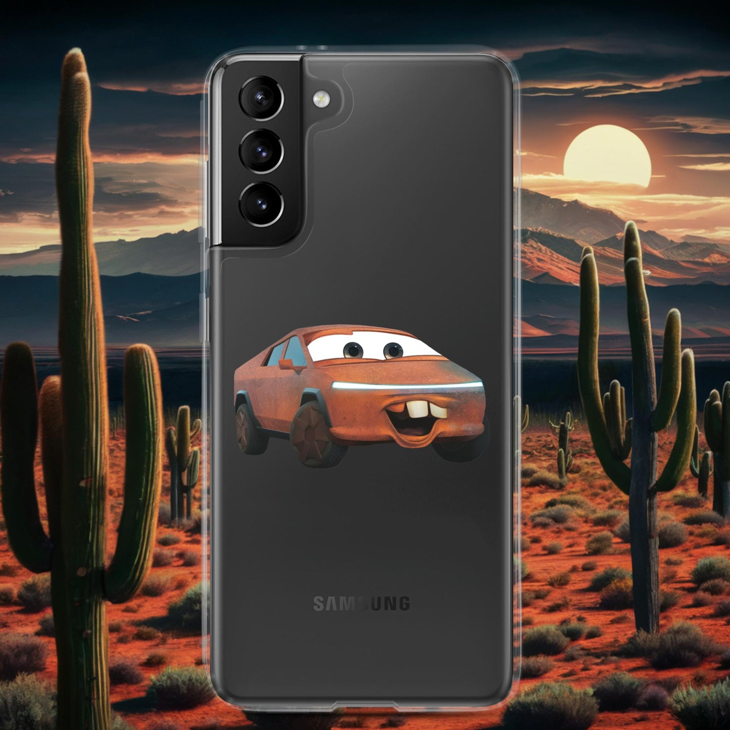 Rusty Tesla Cybertruck Elon Musk Cars Movie Tow Mater Clear Case for Samsung Samsung Galaxy S21 Plus Mobile Phone Cases Cars Movie Celebrities Cybertruck Elon Musk Movies Tesla Next Cult Brand