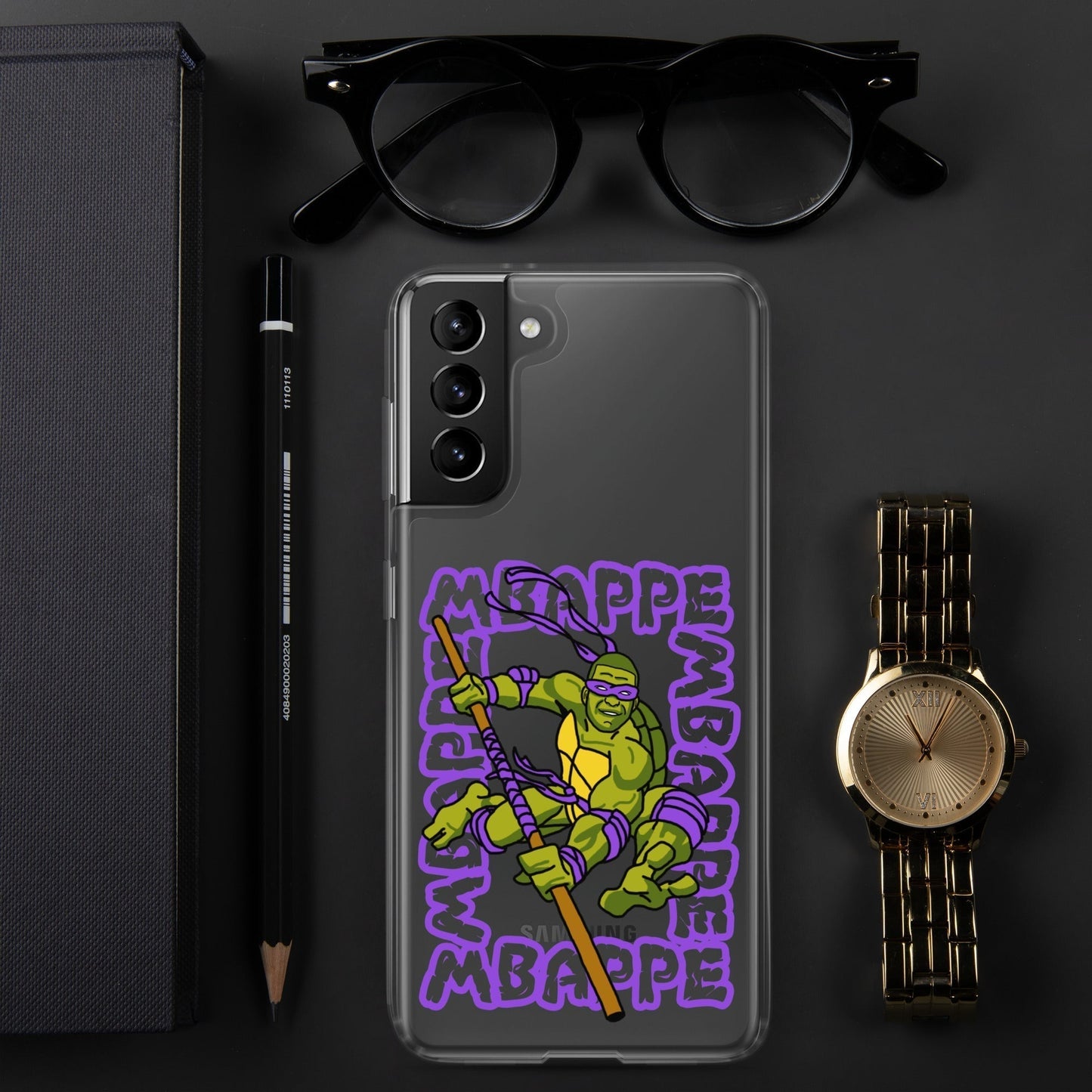 Kylian Mbappe Purple Ninja Turtle Donatello Clear Case for Samsung® Samsung Galaxy S21 Plus Mobile Phone Cases Football Kylian Mbappe Ninja Turtles PSG Real Madrid Next Cult Brand