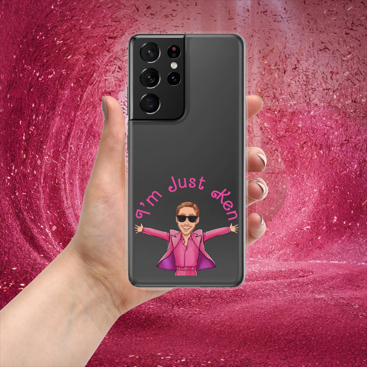 Ken Barbie Ryan Gosling I'm Just Ken Clear Case for Samsung Samsung Galaxy S21 Ultra Mobile Phone Cases Barbie Celebrities Ken Movies Ryan Gosling Next Cult Brand