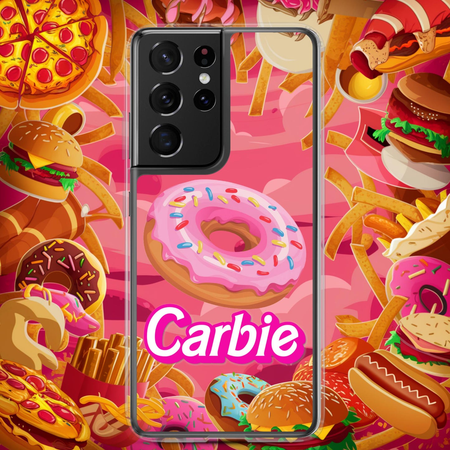 Carbie Barbie I Love Carbs I Love Donuts Clear Case for Samsung Samsung Galaxy S21 Ultra Mobile Phone Cases Barbie Carbie Donuts Fast Food Ken Movies Next Cult Brand