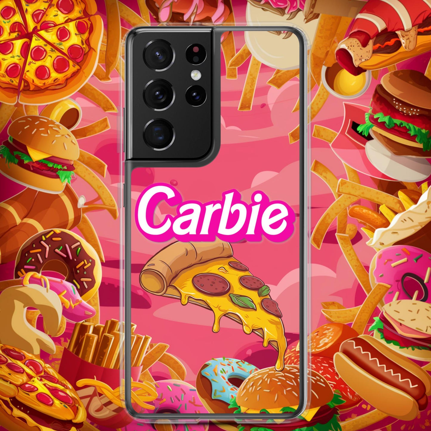 Carbie Barbie I Love Carbs I Love Pizza Clear Case for Samsung Samsung Galaxy S21 Ultra Mobile Phone Cases Barbie Carbie Fast Food Ken Movies Pizza Next Cult Brand