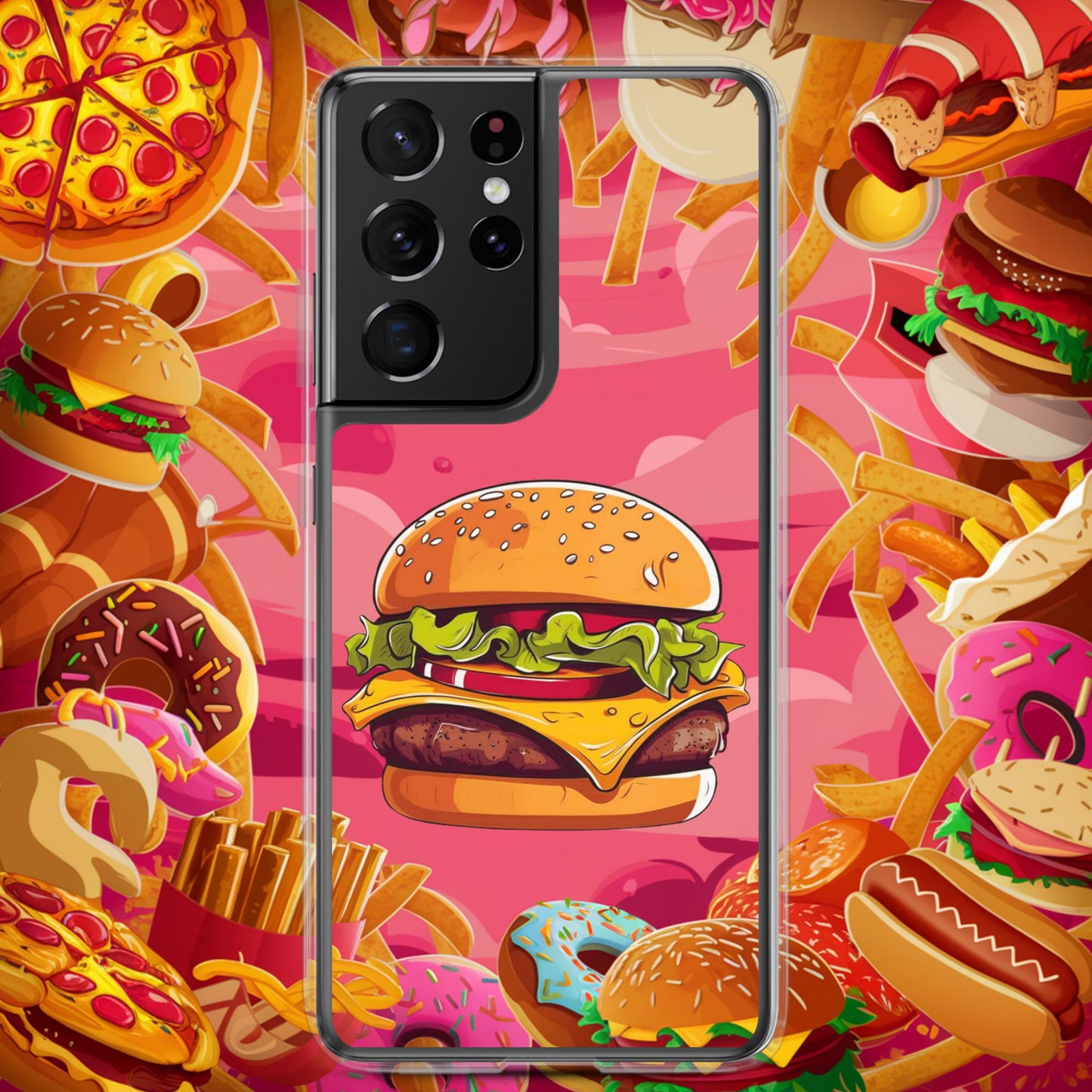 Cheeseburger I Love Burgers Clear Case for Samsung Samsung Galaxy S21 Ultra Mobile Phone Cases Burgers Fast Food Next Cult Brand