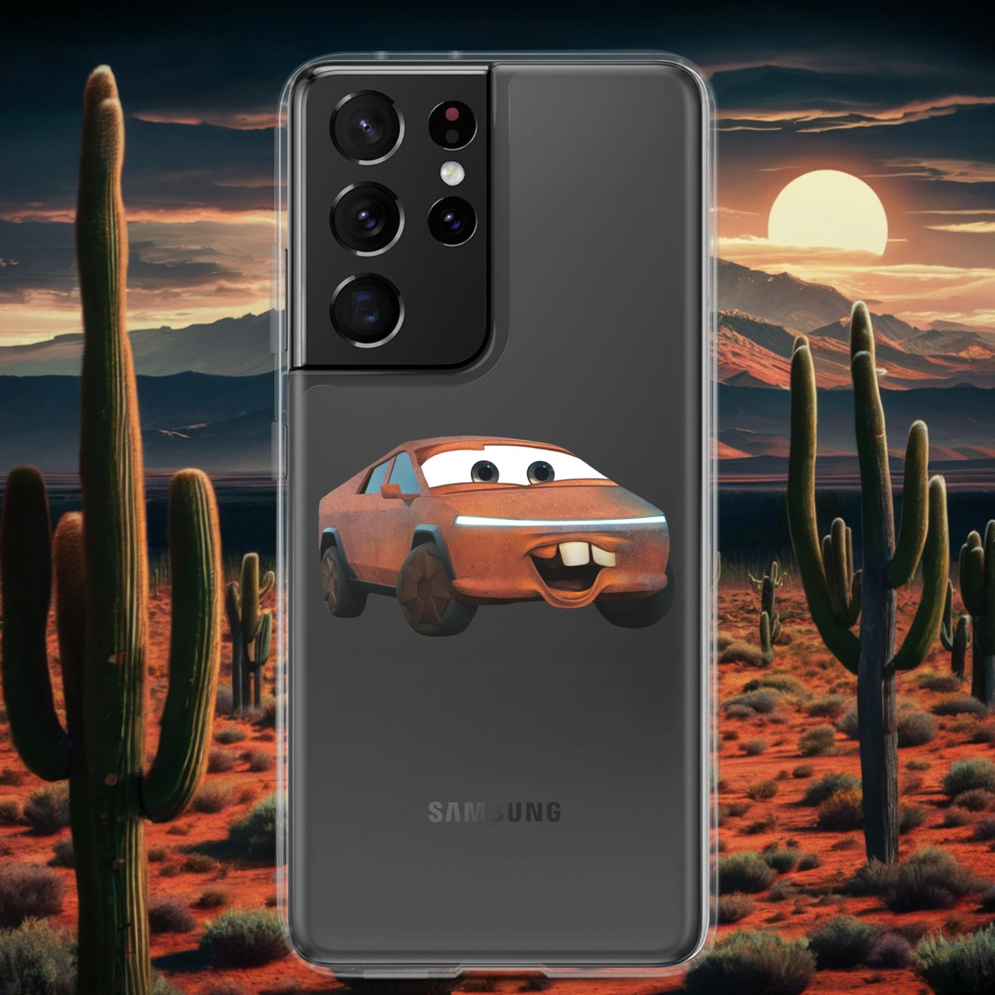 Rusty Tesla Cybertruck Elon Musk Cars Movie Tow Mater Clear Case for Samsung Samsung Galaxy S21 Ultra Mobile Phone Cases Cars Movie Celebrities Cybertruck Elon Musk Movies Tesla Next Cult Brand