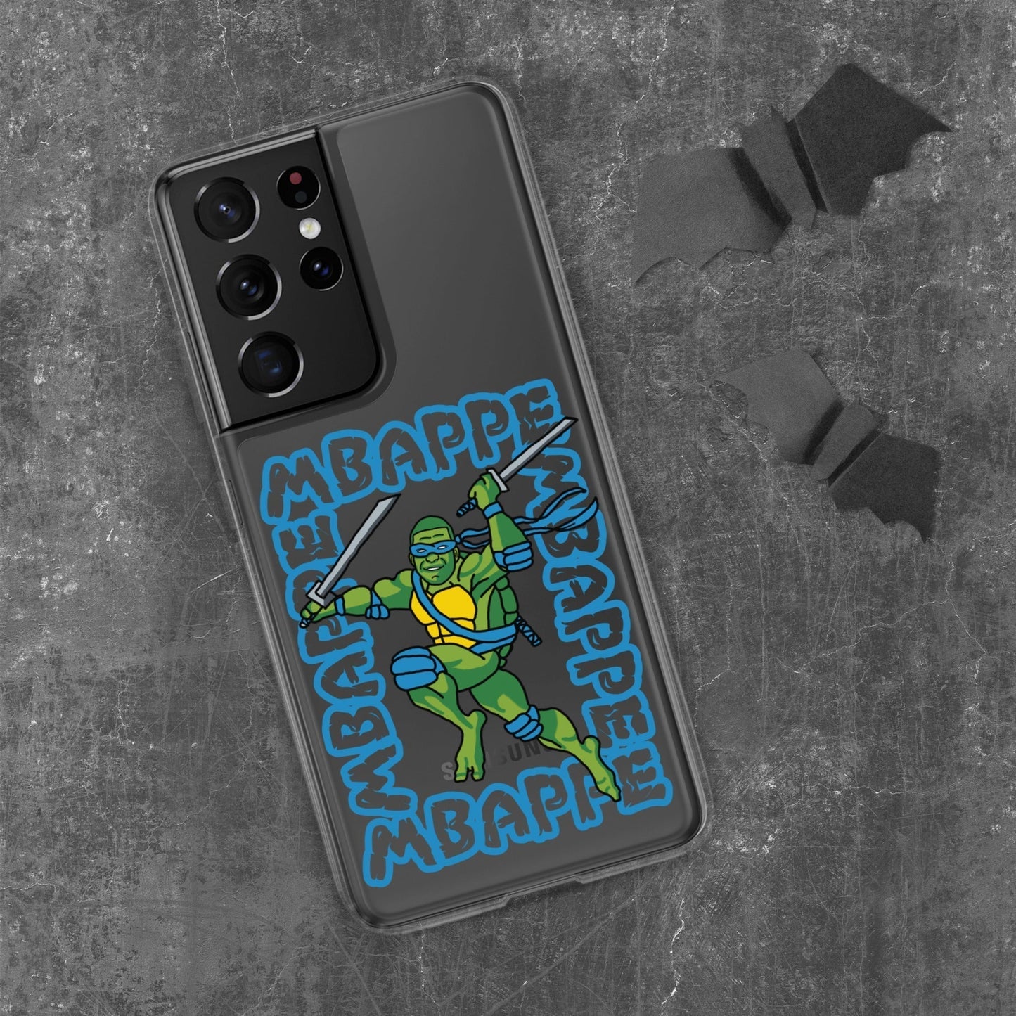 Kylian Mbappe Blue Ninja Turtle Leonardo Clear Case for Samsung® Samsung Galaxy S21 Ultra Mobile Phone Cases Football Kylian Mbappe Ninja Turtles PSG Real Madrid Next Cult Brand
