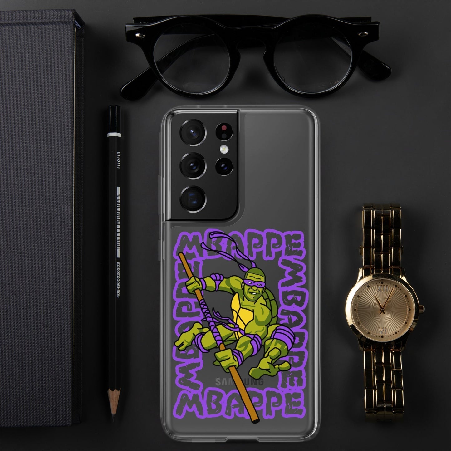 Kylian Mbappe Purple Ninja Turtle Donatello Clear Case for Samsung® Samsung Galaxy S21 Ultra Mobile Phone Cases Football Kylian Mbappe Ninja Turtles PSG Real Madrid Next Cult Brand