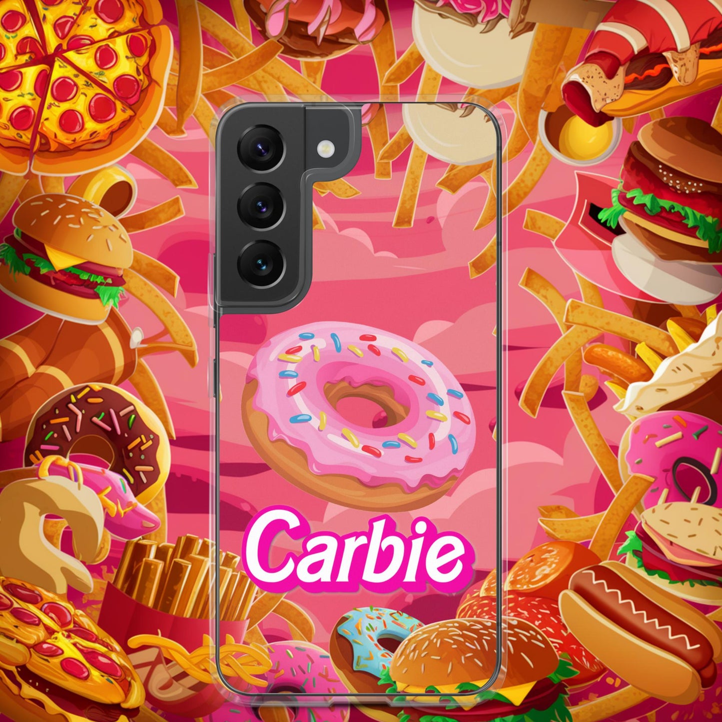Carbie Barbie I Love Carbs I Love Donuts Clear Case for Samsung Samsung Galaxy S22 Mobile Phone Cases Barbie Carbie Donuts Fast Food Ken Movies Next Cult Brand