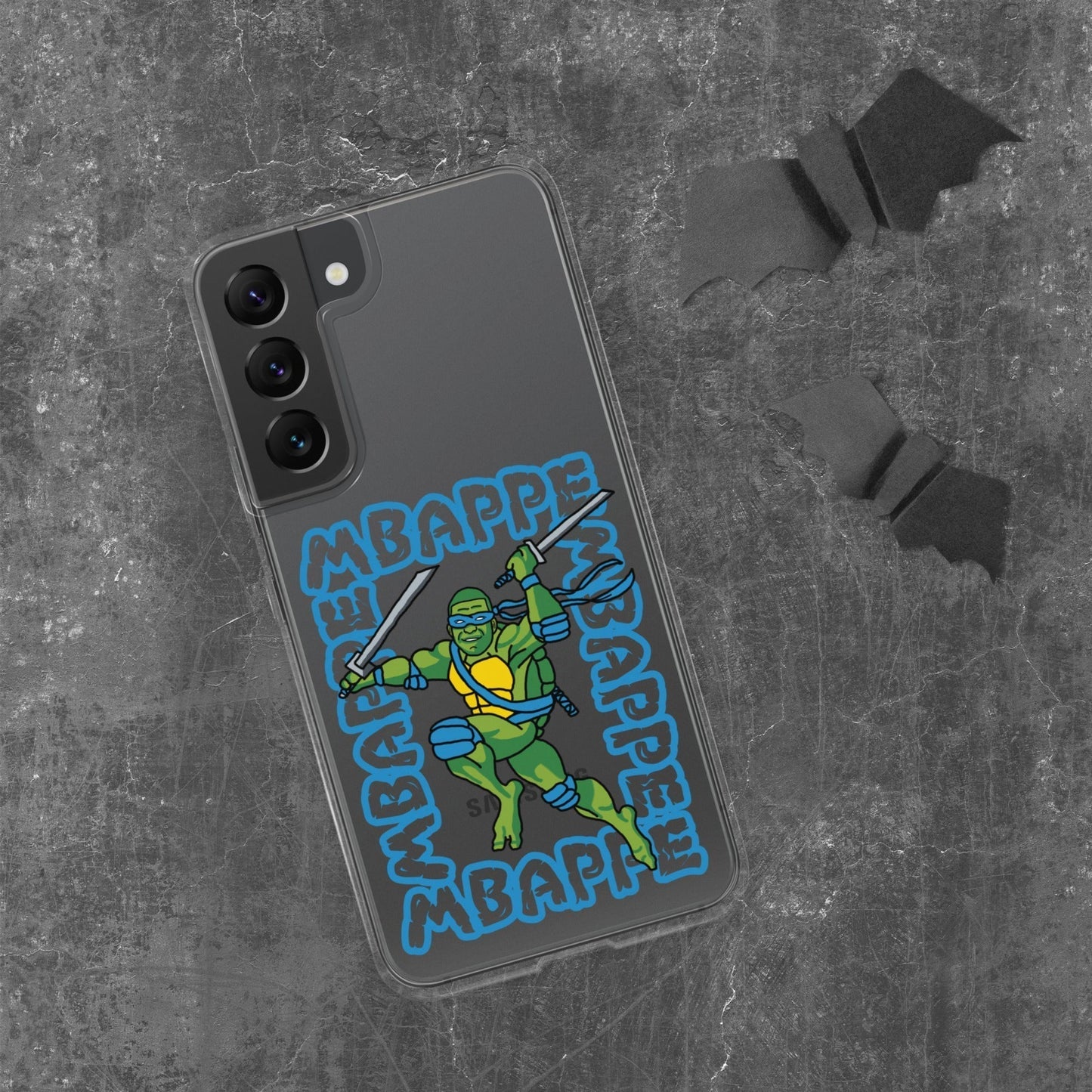 Kylian Mbappe Blue Ninja Turtle Leonardo Clear Case for Samsung® Samsung Galaxy S22 Mobile Phone Cases Football Kylian Mbappe Ninja Turtles PSG Real Madrid Next Cult Brand
