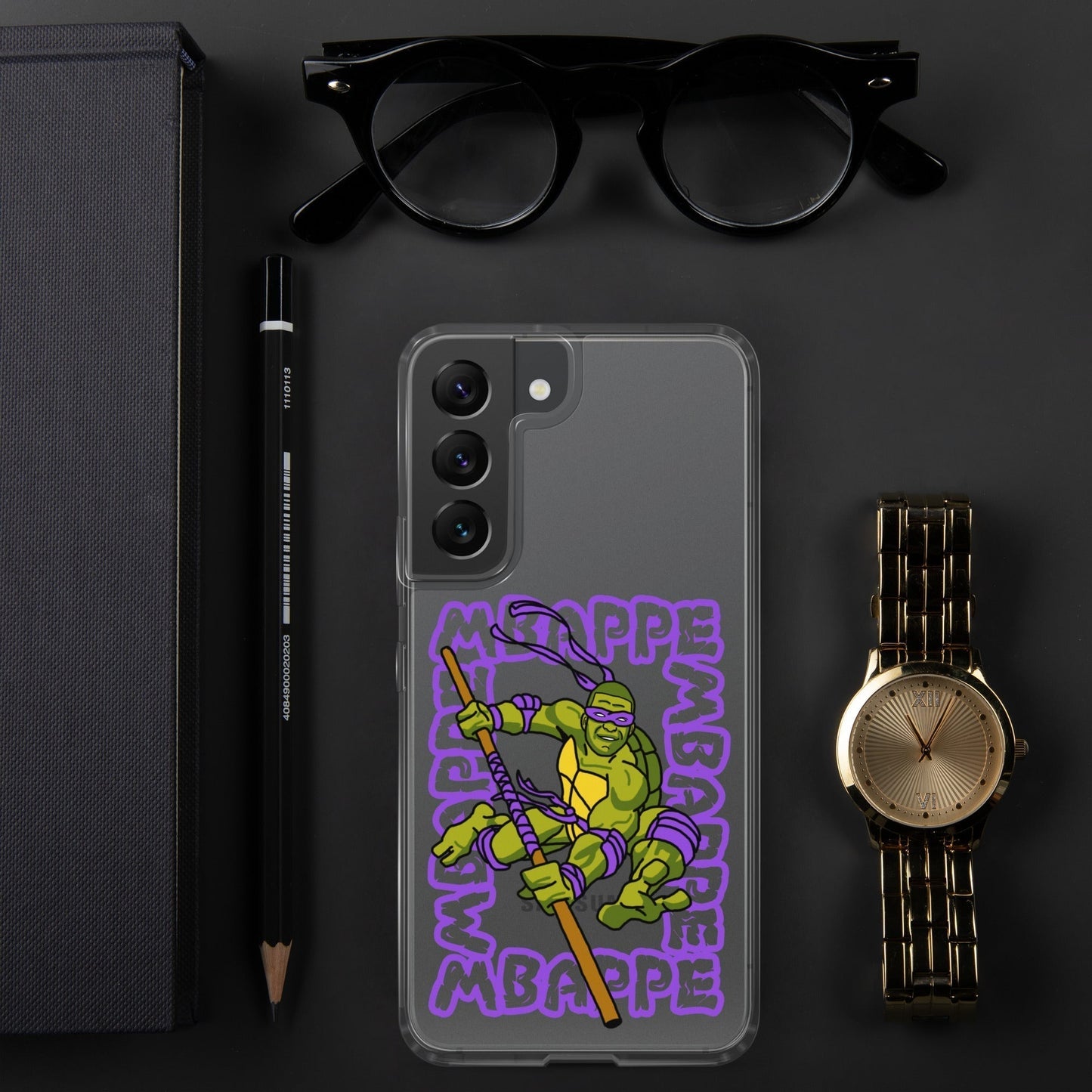 Kylian Mbappe Purple Ninja Turtle Donatello Clear Case for Samsung® Samsung Galaxy S22 Mobile Phone Cases Football Kylian Mbappe Ninja Turtles PSG Real Madrid Next Cult Brand