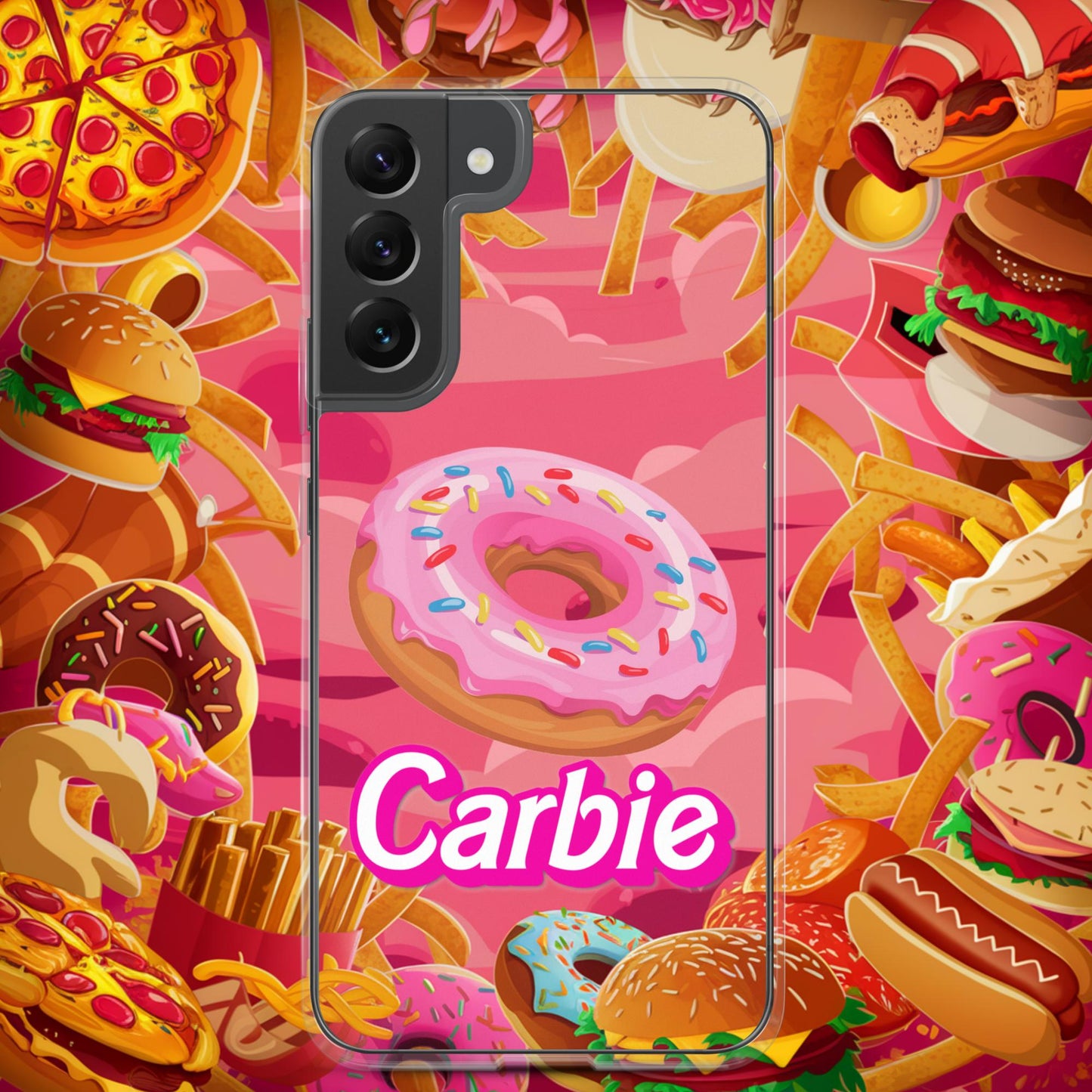 Carbie Barbie I Love Carbs I Love Donuts Clear Case for Samsung Samsung Galaxy S22 Plus Mobile Phone Cases Barbie Carbie Donuts Fast Food Ken Movies Next Cult Brand