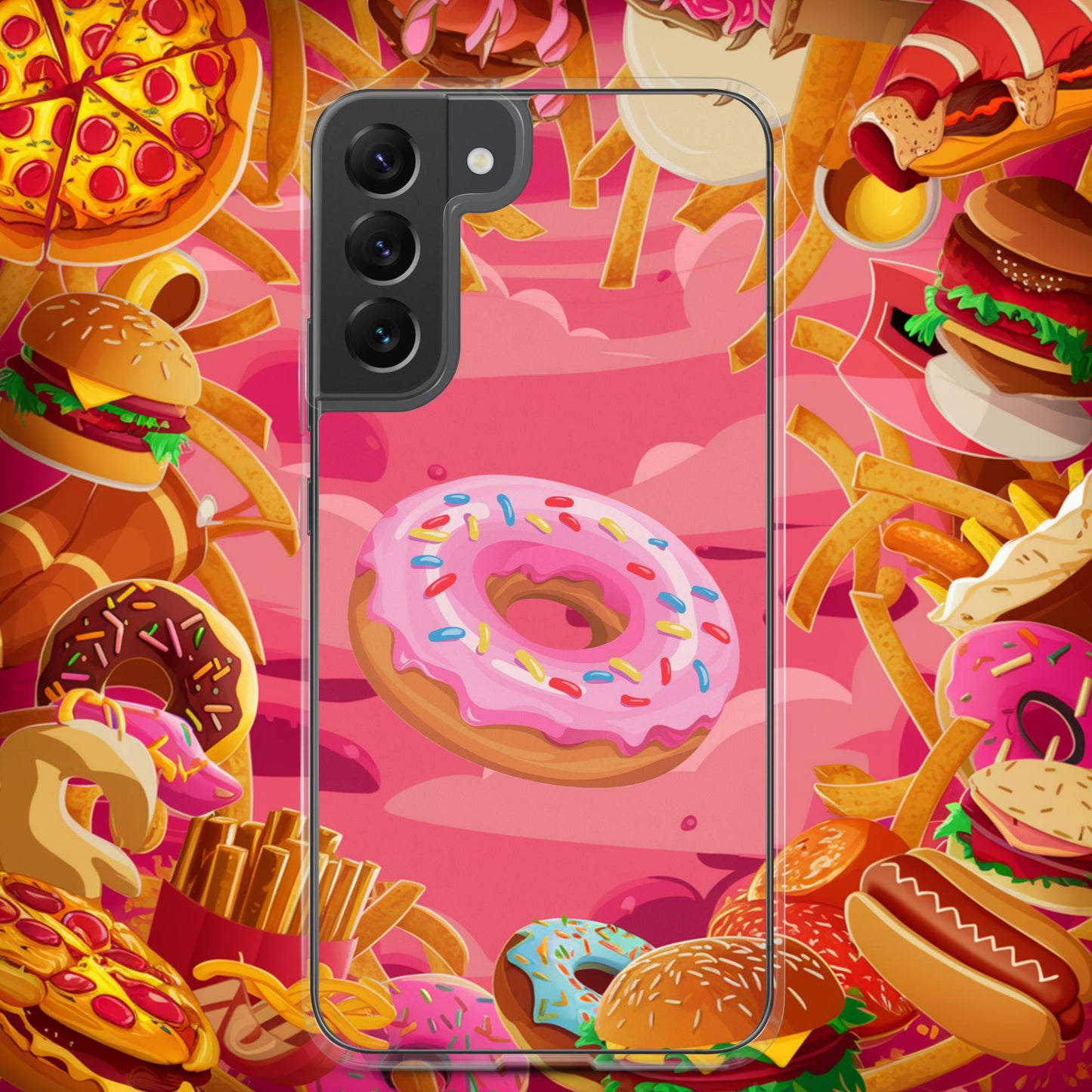 Pink Donut with sprinkles Clear Case for Samsung Samsung Galaxy S22 Plus Mobile Phone Cases Donuts Fast Food Next Cult Brand
