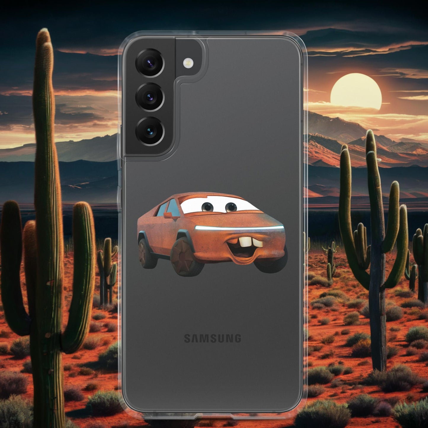 Rusty Tesla Cybertruck Elon Musk Cars Movie Tow Mater Clear Case for Samsung Samsung Galaxy S22 Plus Mobile Phone Cases Cars Movie Celebrities Cybertruck Elon Musk Movies Tesla Next Cult Brand