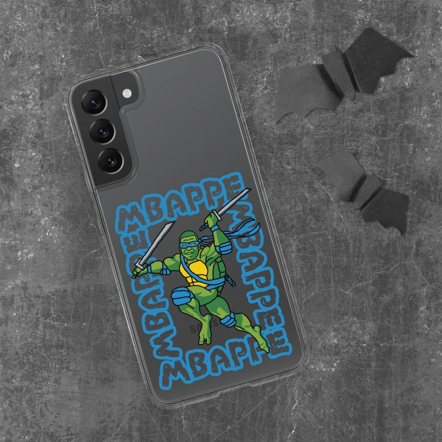 Kylian Mbappe Blue Ninja Turtle Leonardo Clear Case for Samsung® Samsung Galaxy S22 Plus Mobile Phone Cases Football Kylian Mbappe Ninja Turtles PSG Real Madrid Next Cult Brand