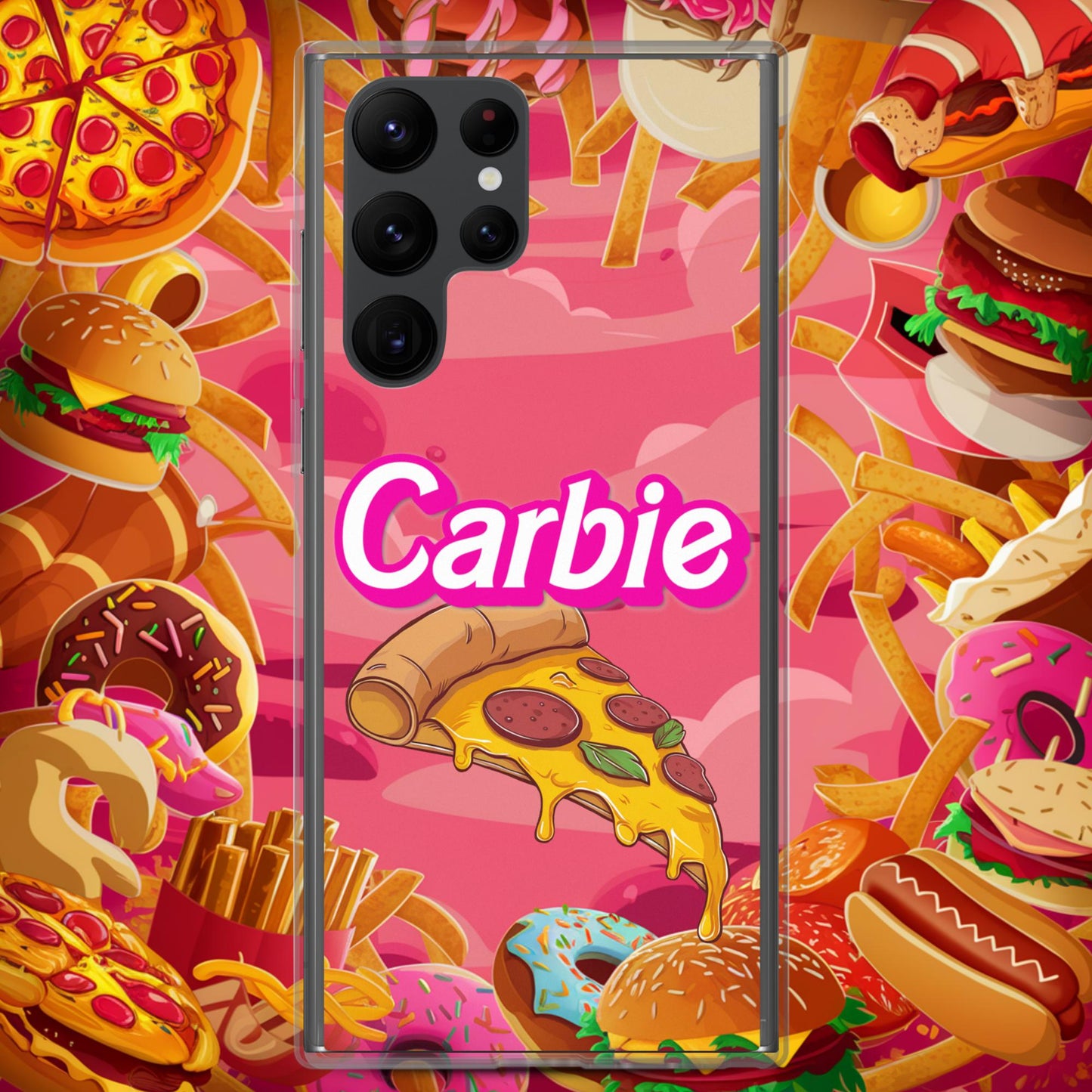 Carbie Barbie I Love Carbs I Love Pizza Clear Case for Samsung Samsung Galaxy S22 Ultra Mobile Phone Cases Barbie Carbie Fast Food Ken Movies Pizza Next Cult Brand