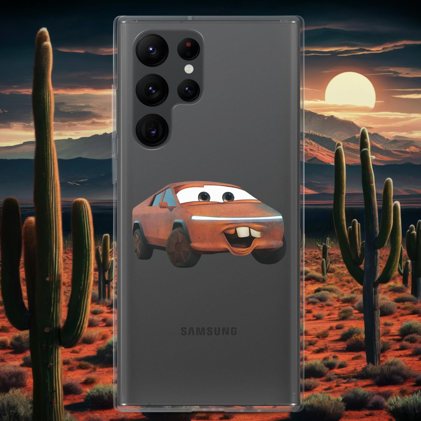 Rusty Tesla Cybertruck Elon Musk Cars Movie Tow Mater Clear Case for Samsung Samsung Galaxy S22 Ultra Mobile Phone Cases Cars Movie Celebrities Cybertruck Elon Musk Movies Tesla Next Cult Brand