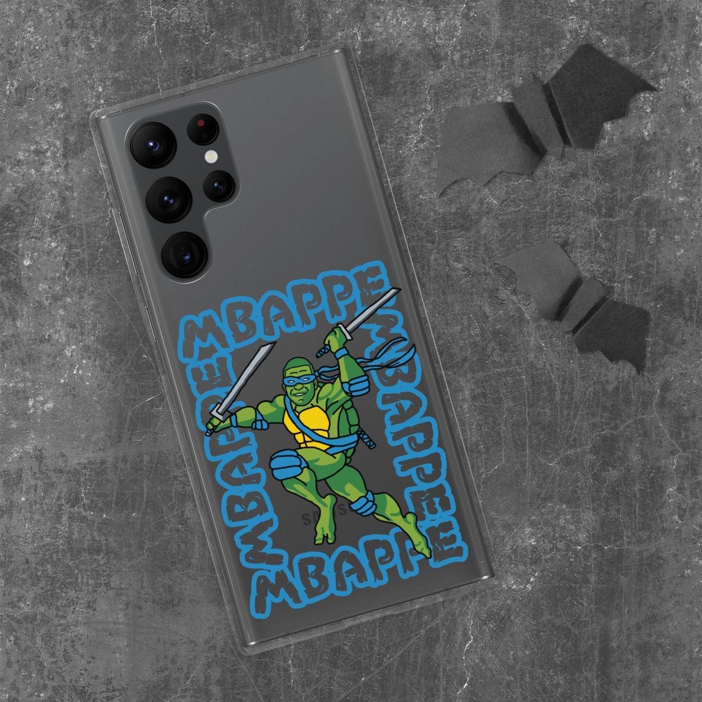 Kylian Mbappe Blue Ninja Turtle Leonardo Clear Case for Samsung® Samsung Galaxy S22 Ultra Mobile Phone Cases Football Kylian Mbappe Ninja Turtles PSG Real Madrid Next Cult Brand