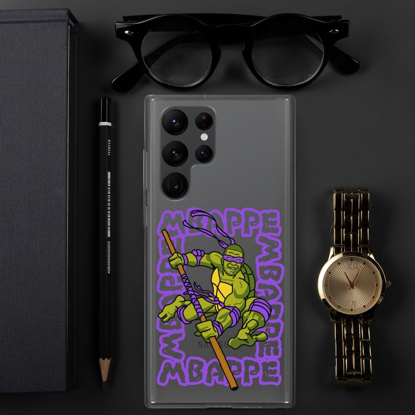 Kylian Mbappe Purple Ninja Turtle Donatello Clear Case for Samsung® Samsung Galaxy S22 Ultra Mobile Phone Cases Football Kylian Mbappe Ninja Turtles PSG Real Madrid Next Cult Brand
