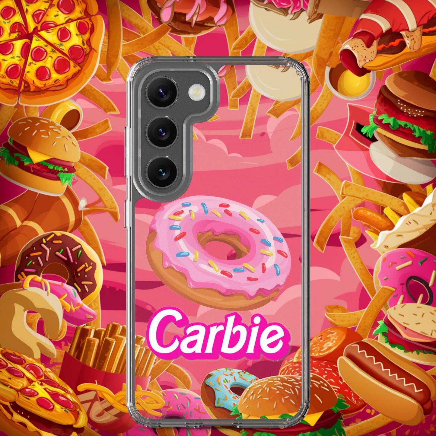 Carbie Barbie I Love Carbs I Love Donuts Clear Case for Samsung Samsung Galaxy S23 Mobile Phone Cases Barbie Carbie Donuts Fast Food Ken Movies Next Cult Brand